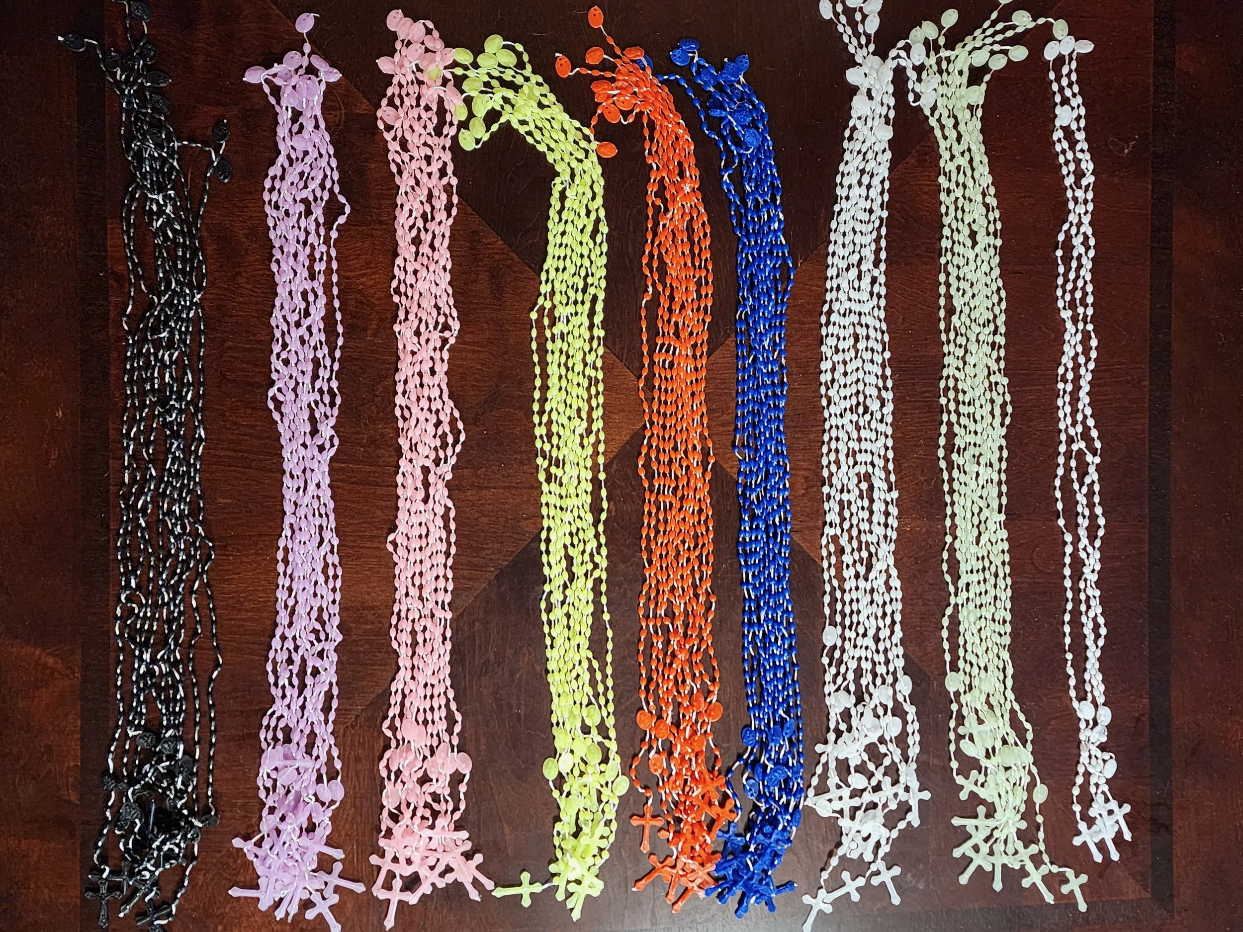 Multicolor Luminous Jesus Cross Rosary Necklace