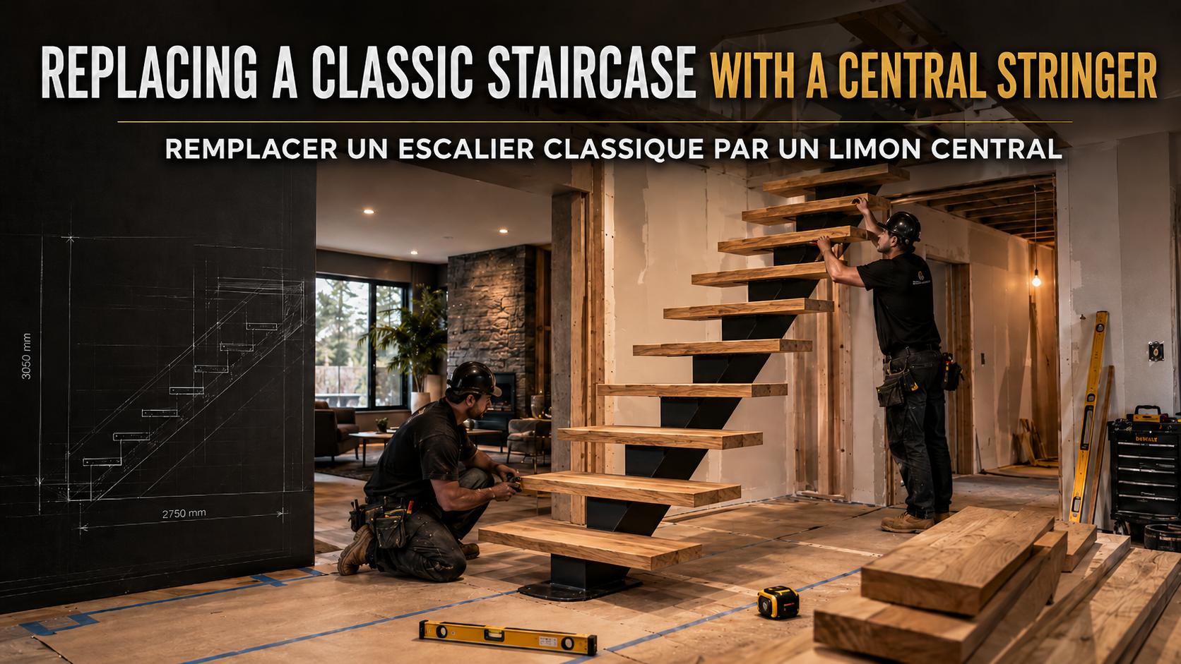Replacing a Classic Staircase with a Central Stringer in Montreal