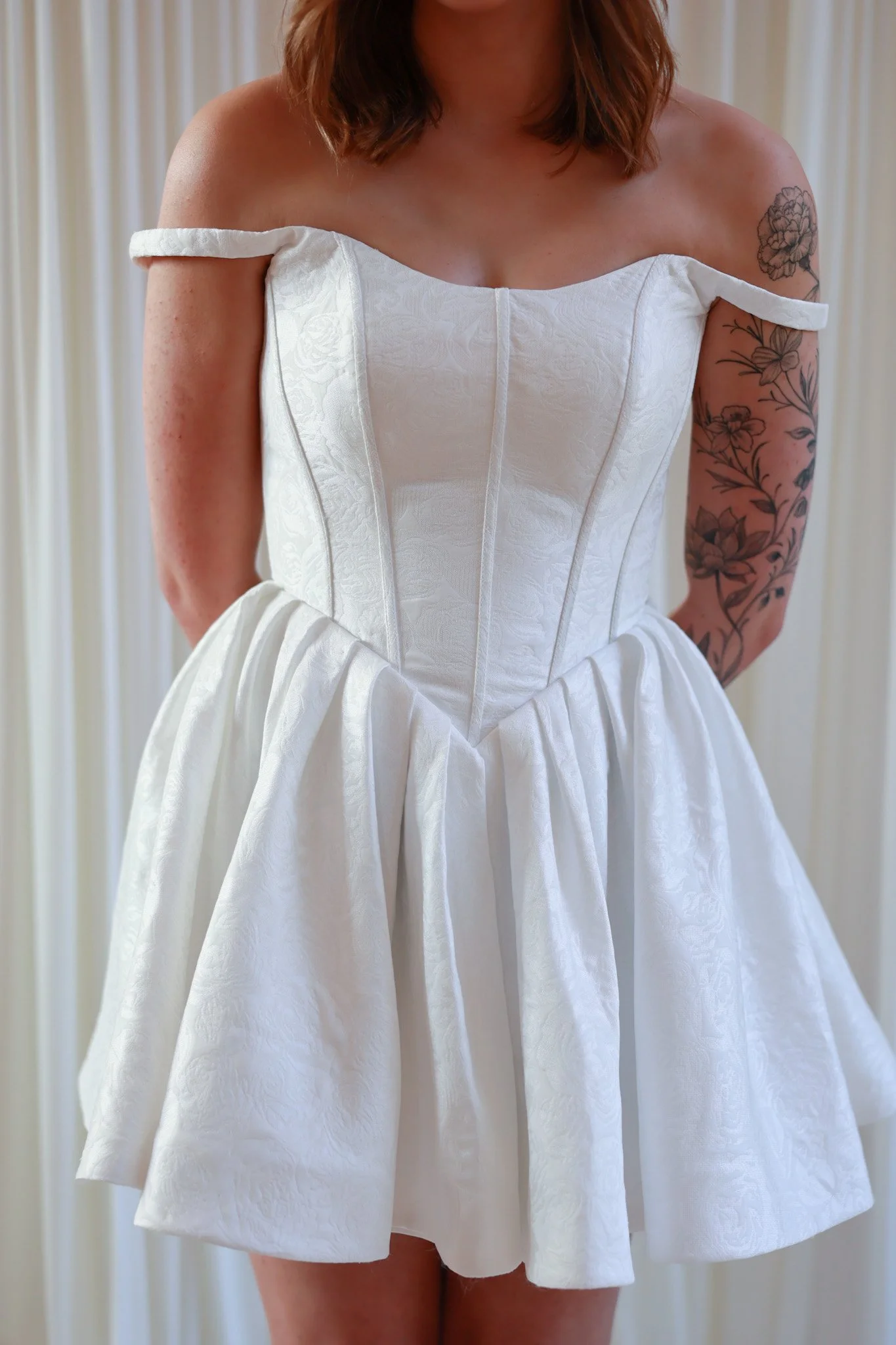 Off-the-shoulder corset wedding