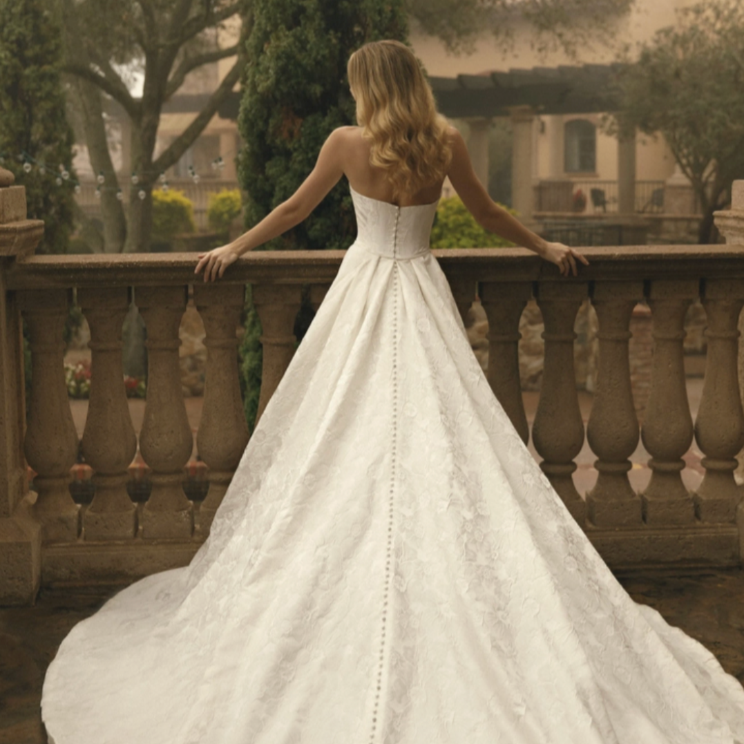 Strapless Italian Jaquard Wedding Dress Modern Wedding Dress