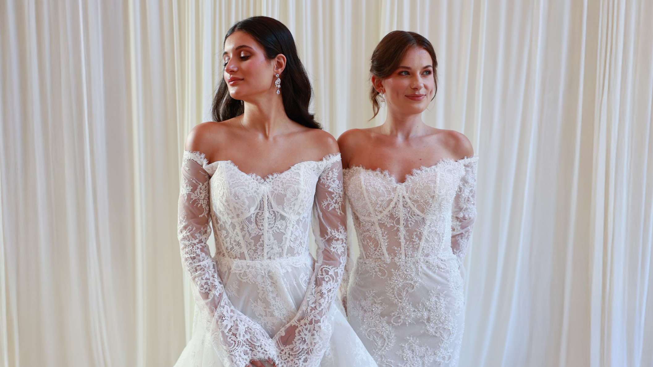 Timeless lace wedding dress with intricate lace overlay.