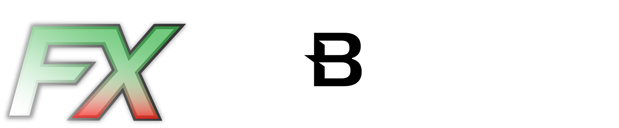 A logo with the text 'FX' in a gradient of green, white, and red, followed by an arrow pointing right and the letters 'B' and 'D' in black on a white background.