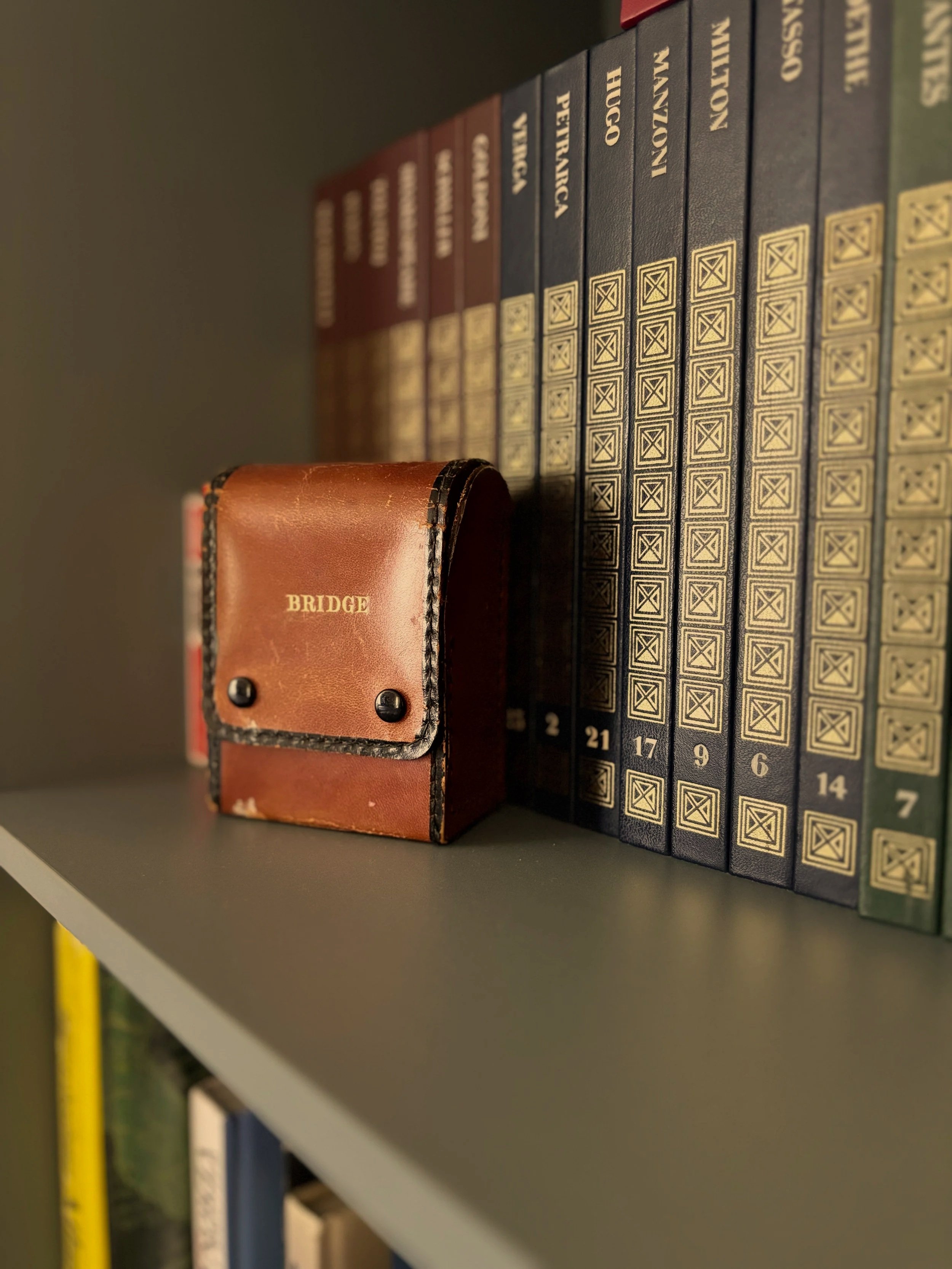 Dettaglio di una libreria negli ambienti di Casa Roberta, casa vacanze nella campagna di Reggio Emilia.