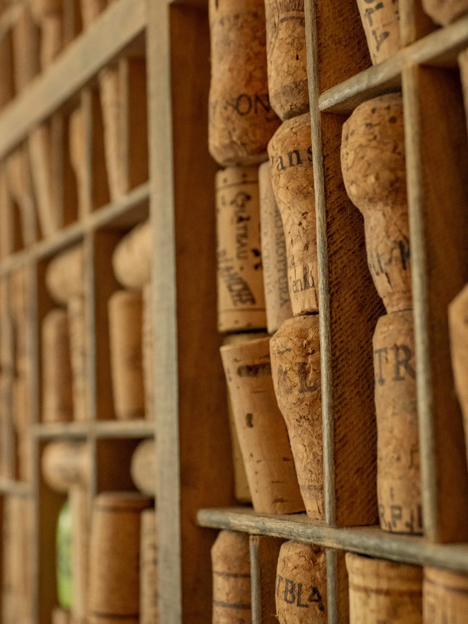 Dettaglio di tappi di vino durante una degustazione a Casa Roberta.