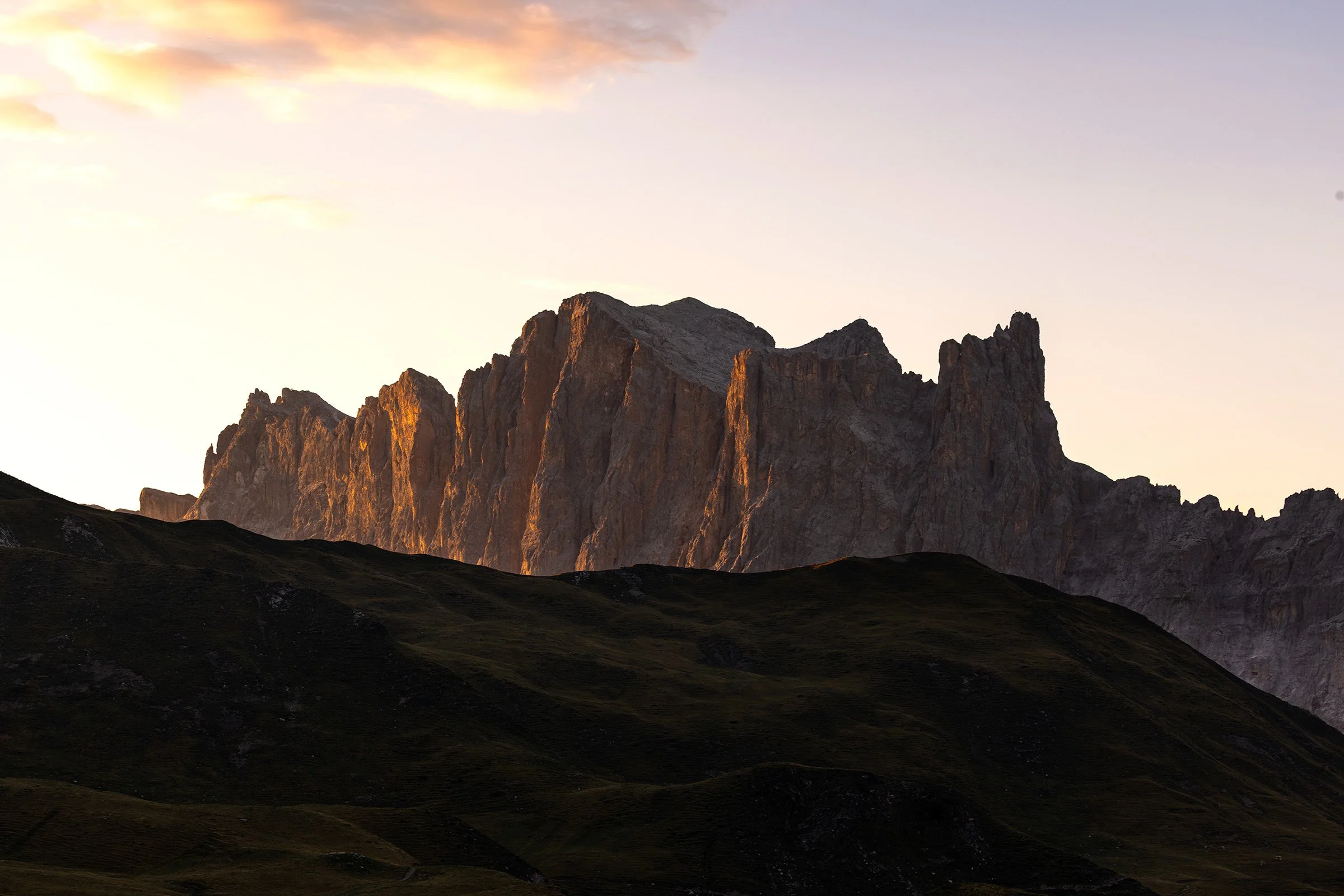 Sonnenuntergang im Prättigau. Blick auf dem Rättikon
