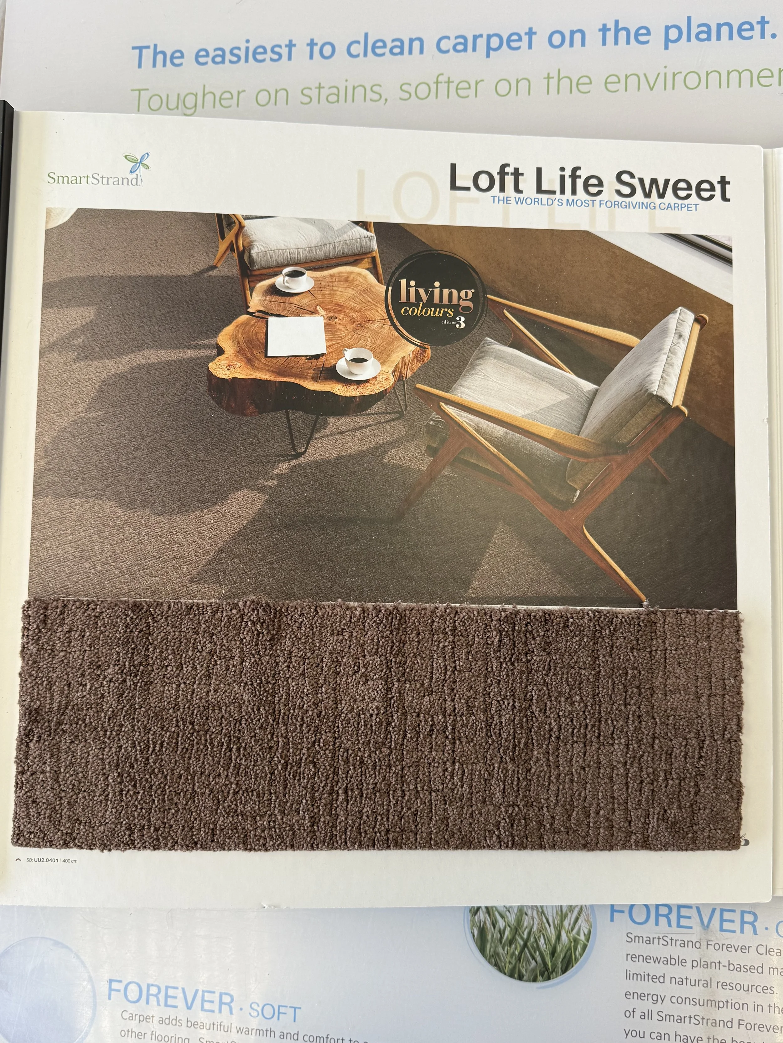 SmartStrand Carpet - Sample carpet swatch with a brown textured appearance.
