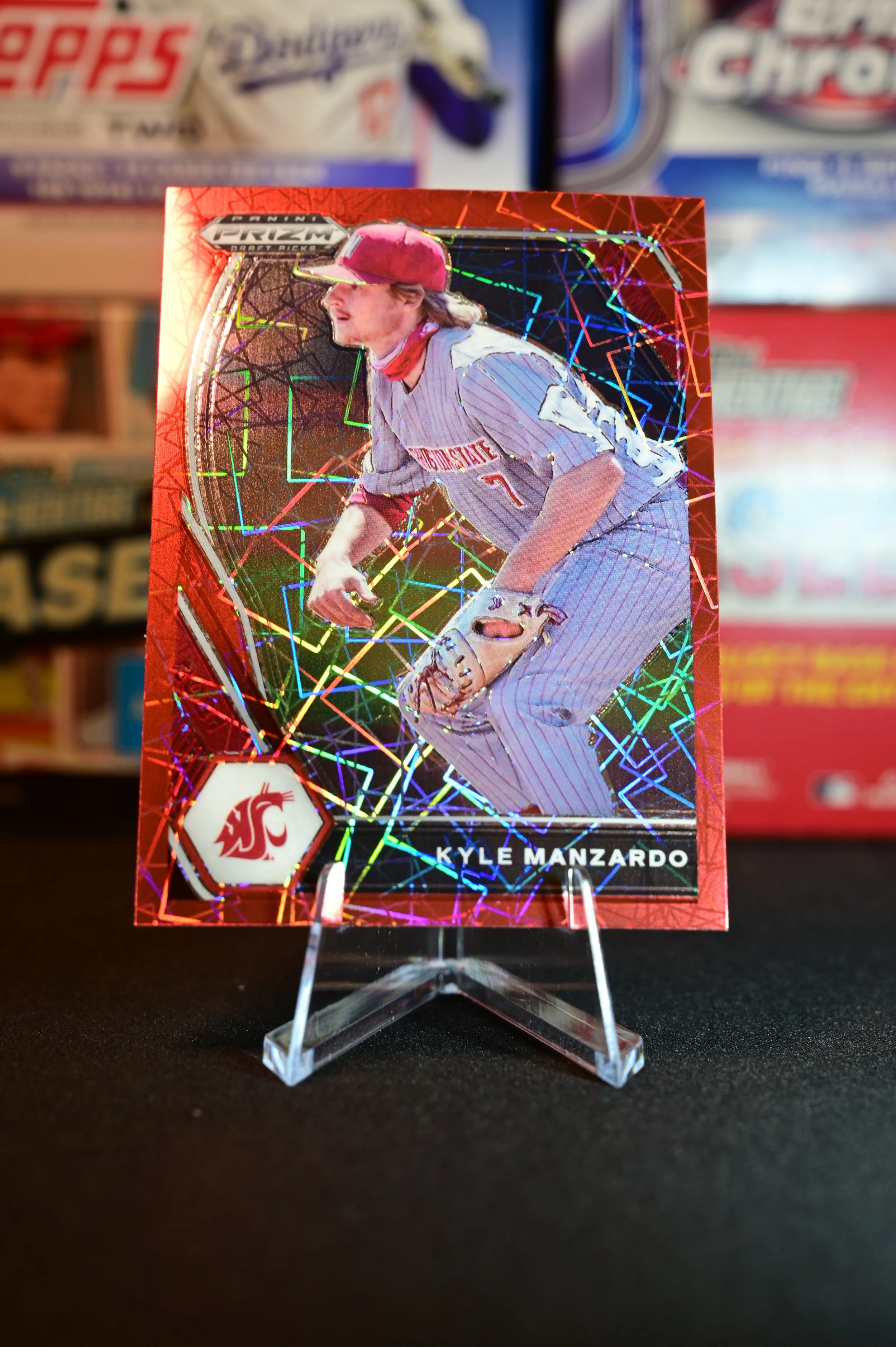 2021 Panini Prizm Draftt Picks - Kyle Manzardo - Red Laser Parallel - Cleveland Guardians