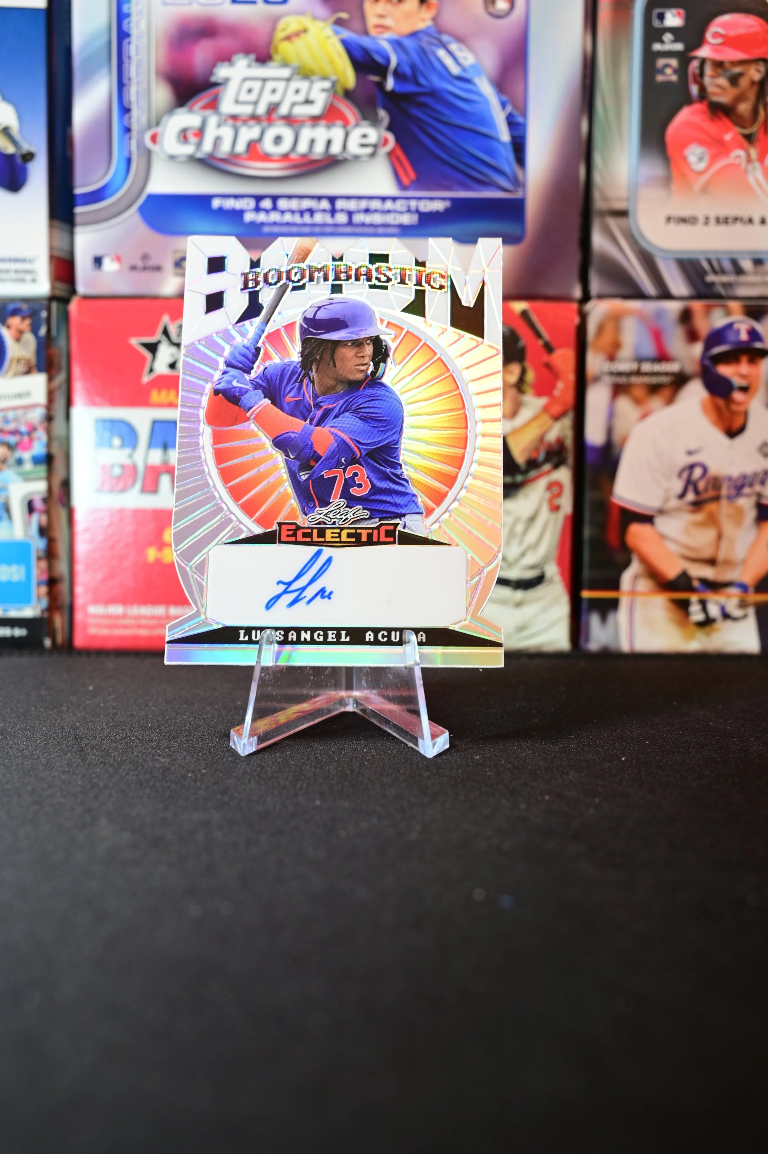 Luisangel Acuna - 2023 Leaf Eclectic Boombastic Die-Cut Insert Auto /5 - New York Mets