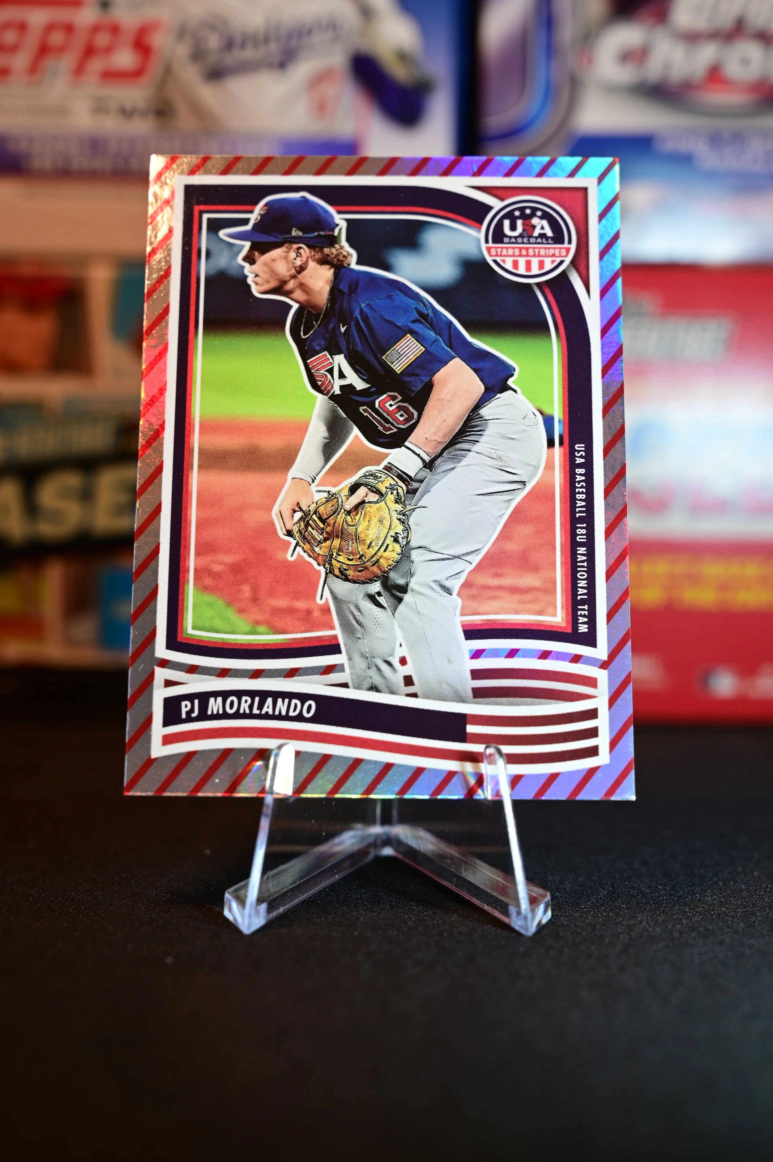 2024 Panini Stars & Stripes - PJ Morlando - Stripes Parallel - Miami Marlins