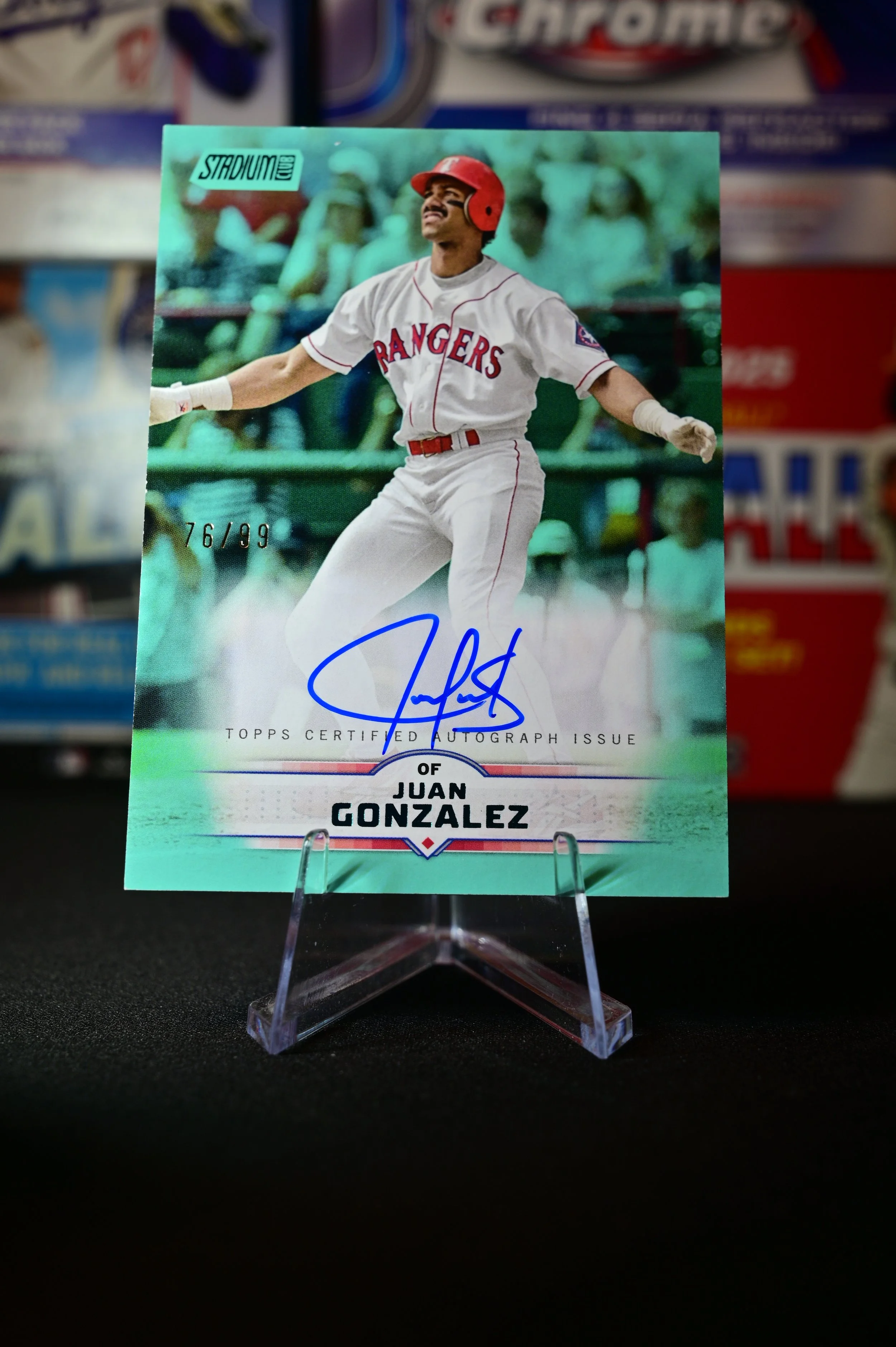 2025 Stadium Club - Juan Gonzalez - Aqua Refractor Autograph - /99 - Texas Rangers - auto