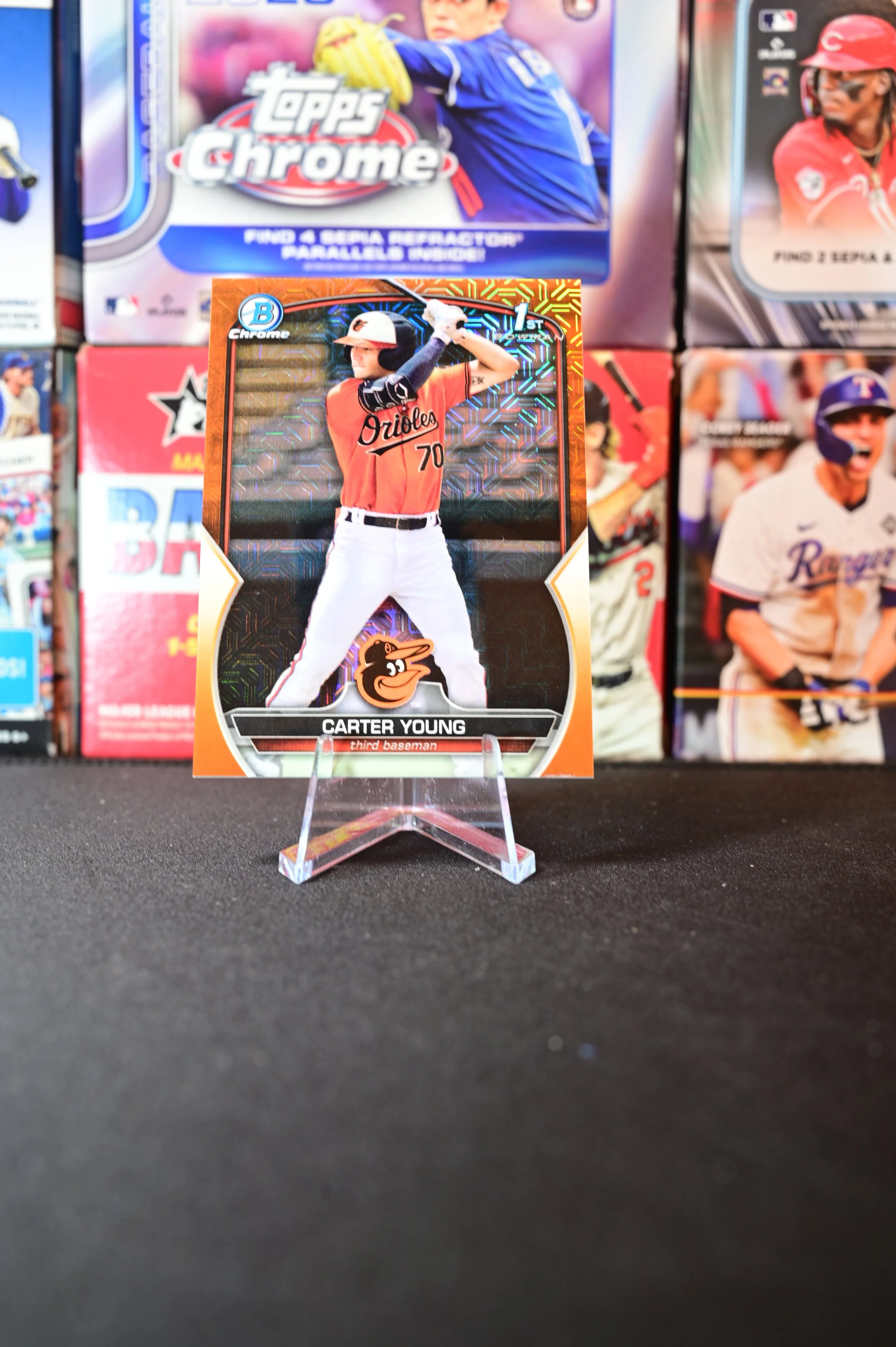 2023 Bowman Chrome - Carter Young - Orange Mojo Refractor /25 - Baltimore Orioles