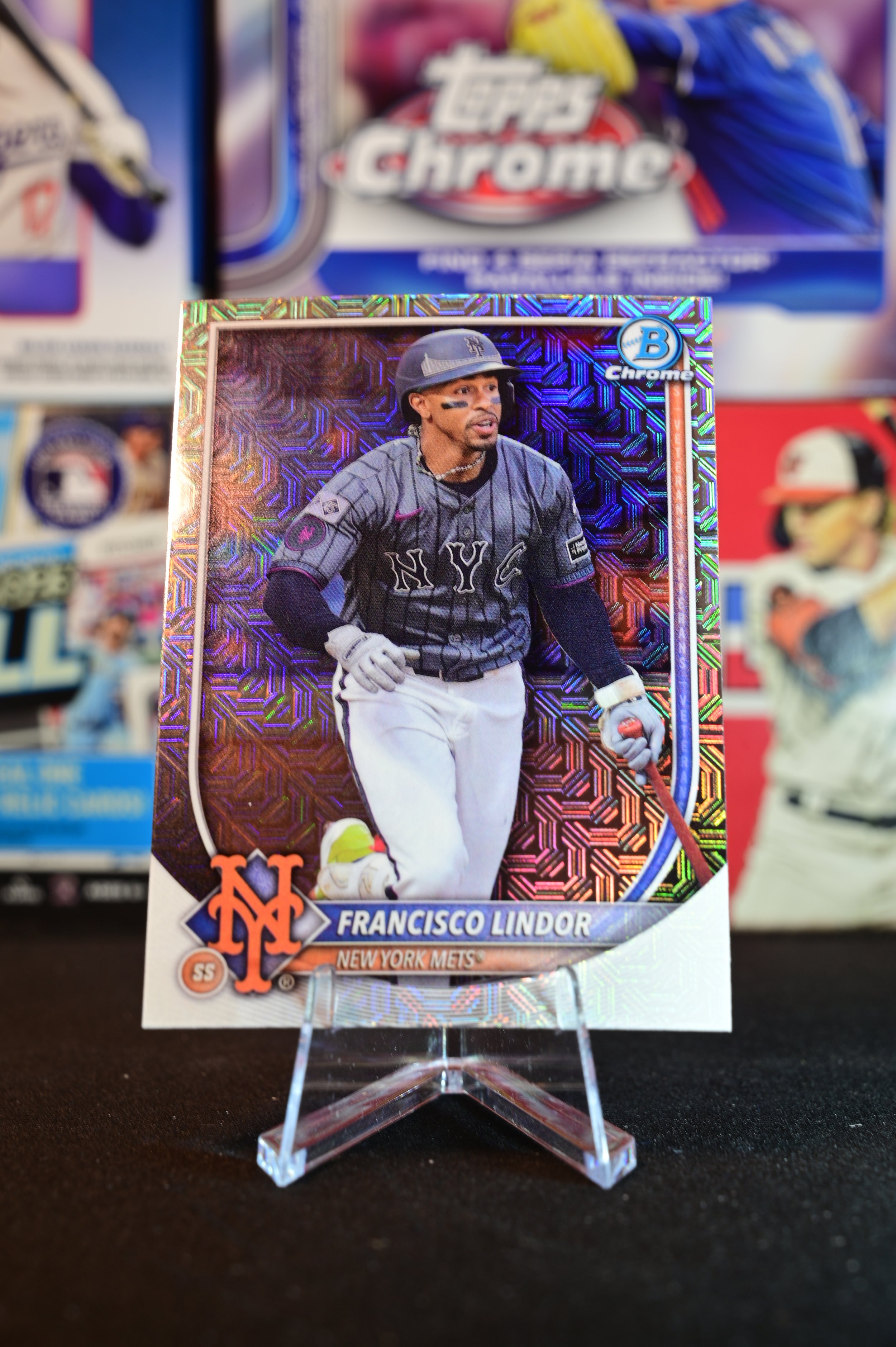 2025 Bowman Chrome - Francisco Lindor - Mojo Parallel - New York Mets