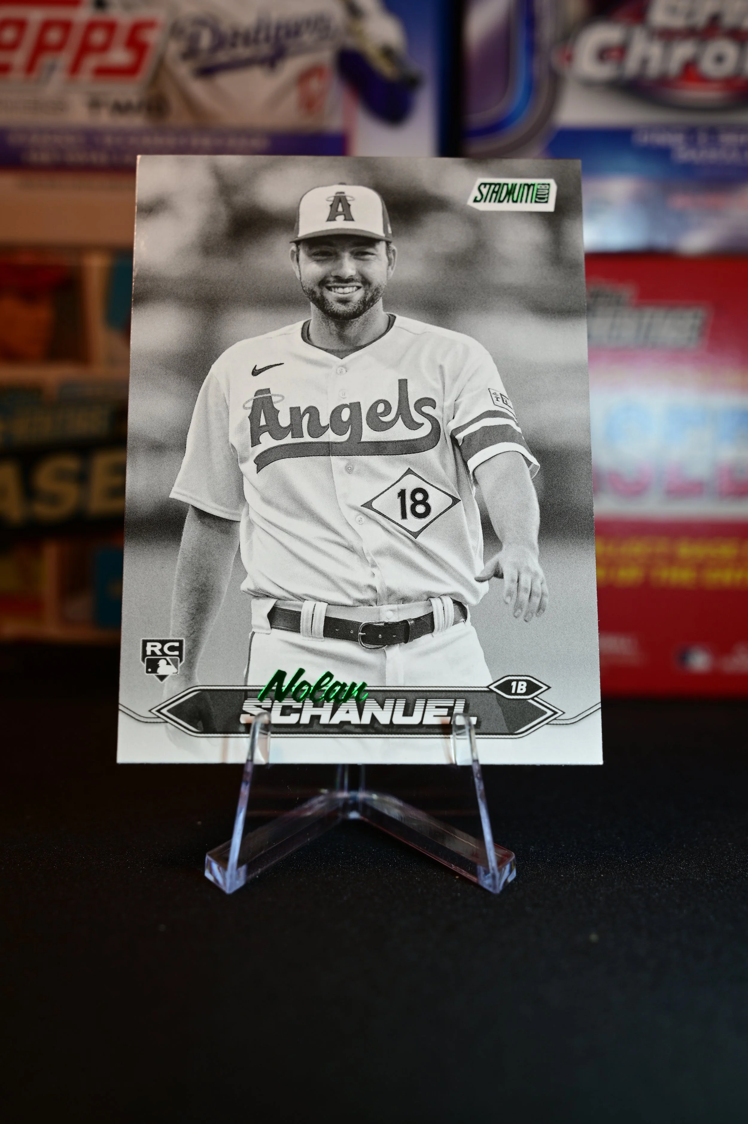2024 Stadium Club - Nolan Schanuel - Black & White Parallel - Los Angeles Angels - (RC)