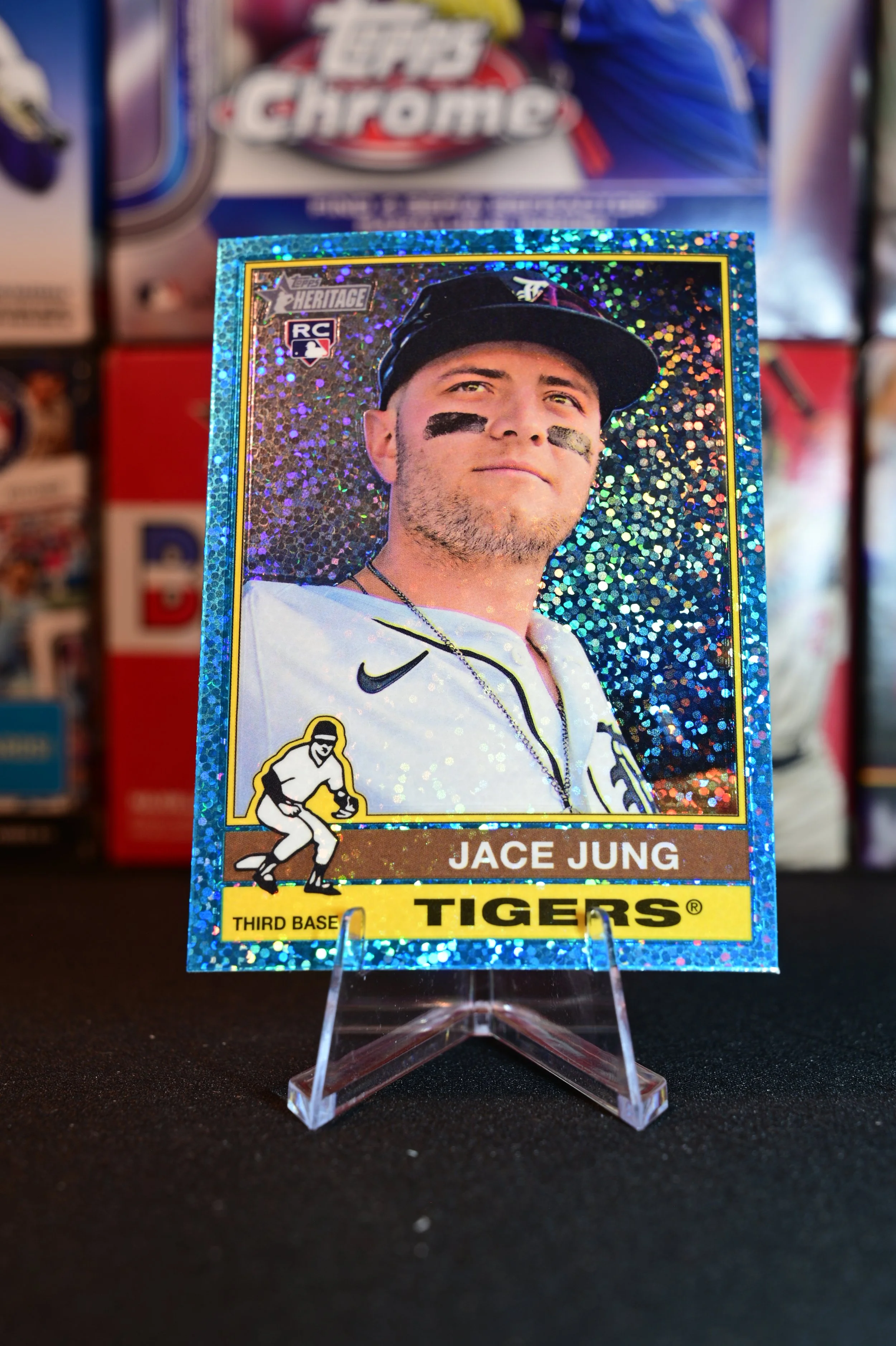 2025 Topps Heritage - Jace Jung - Light Blue Sparkle Chrome Parallel - Detroit Tigers - (RC)