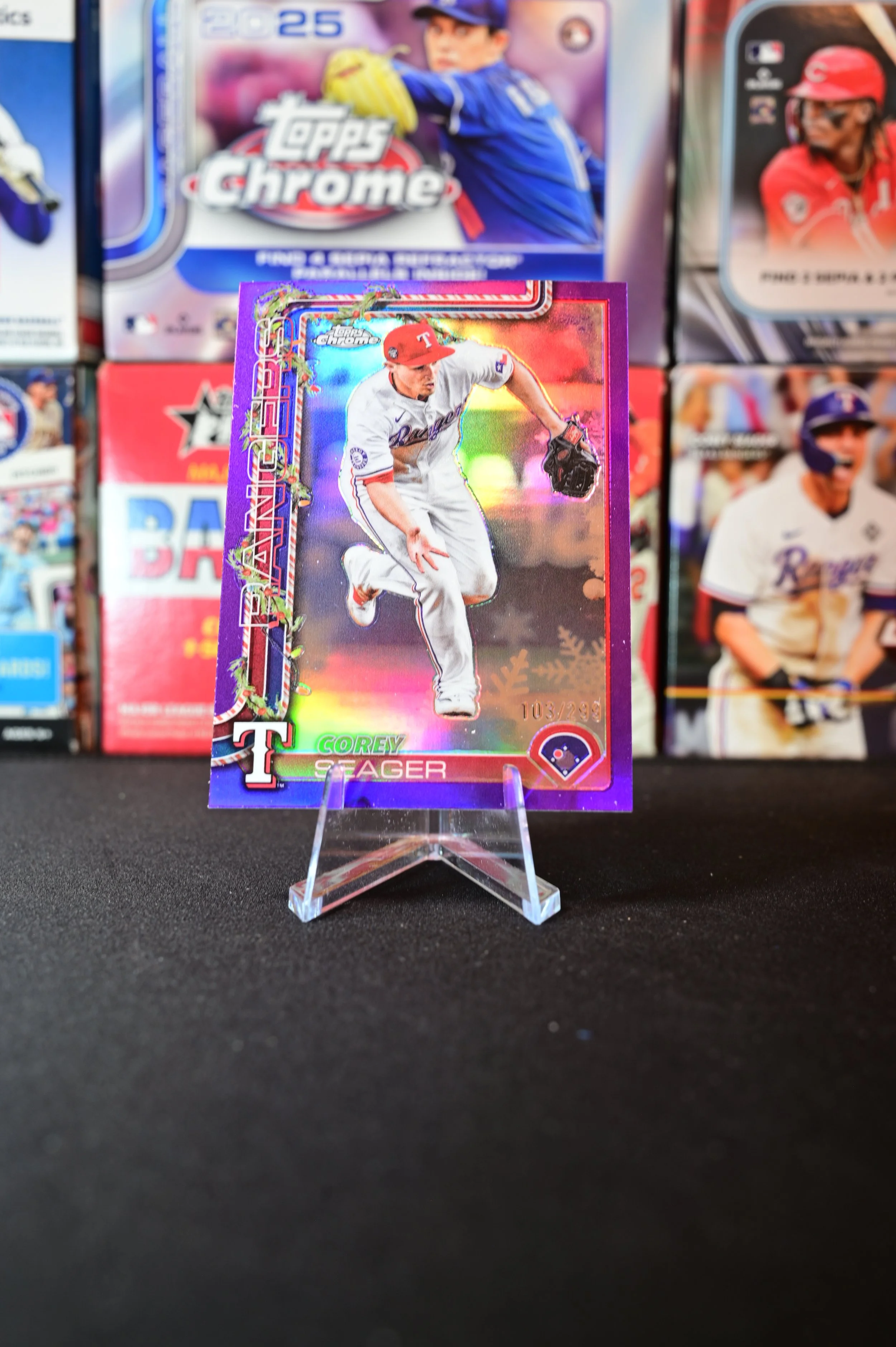 2025 Topps Holiday - Corey Seager - Purple Chrome /299 - Texas Rangers