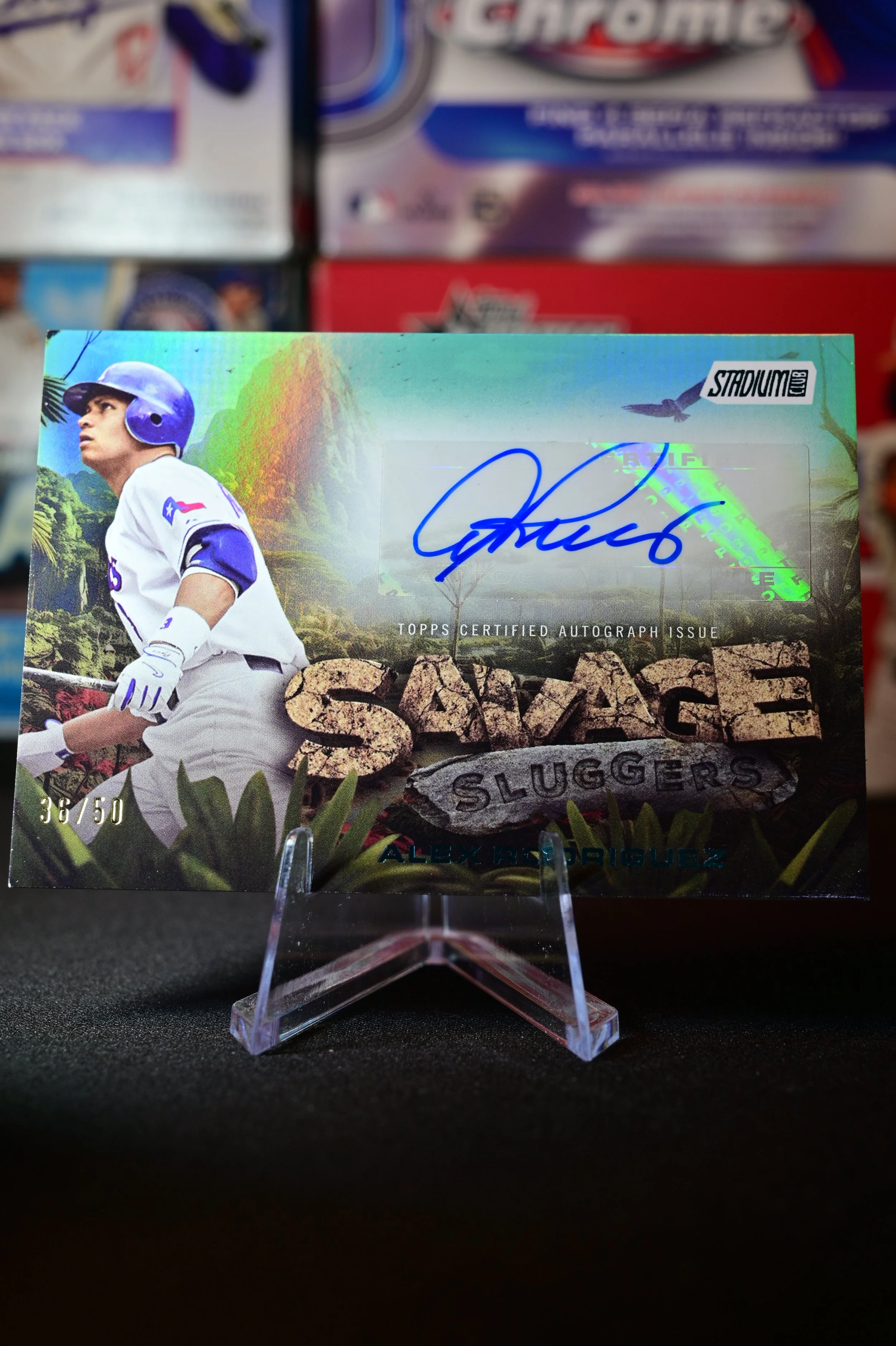 2025 Stadium Club - Alex Rodriguez - Savage Sluggers Insert Auto - /50 - Texas Rangers - auto