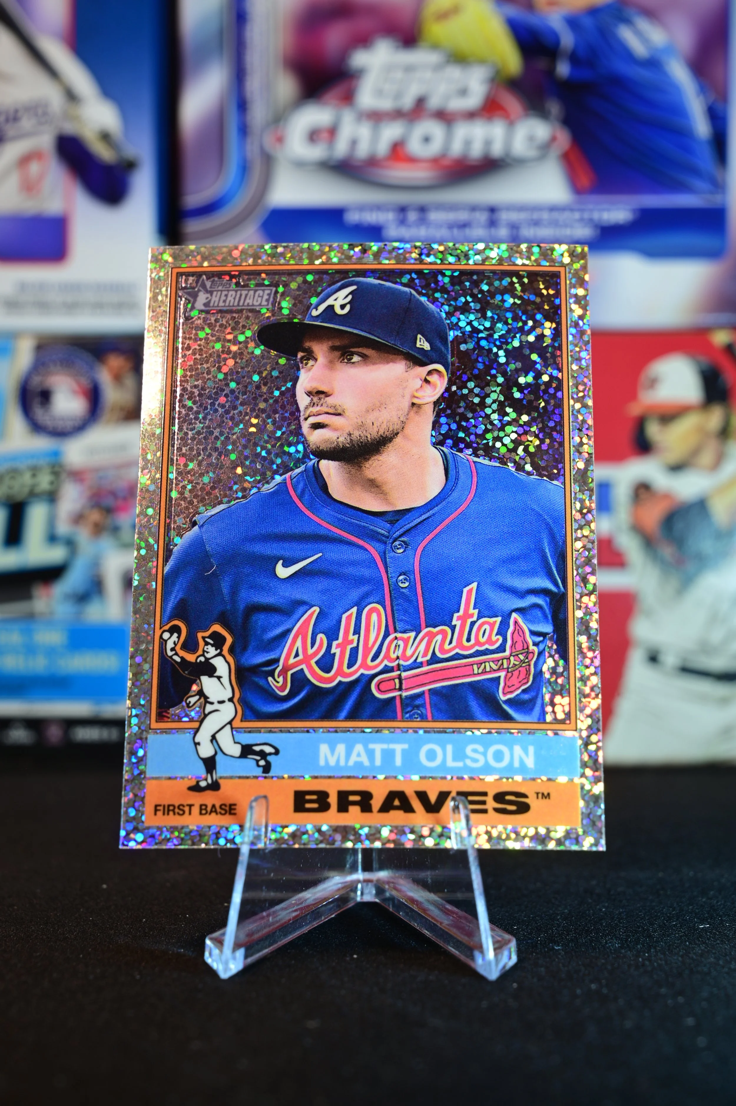 2025 Topps Heritage - Matt Olson - Rainbow Sparkle Chrome Parallel - Atlanta Braves
