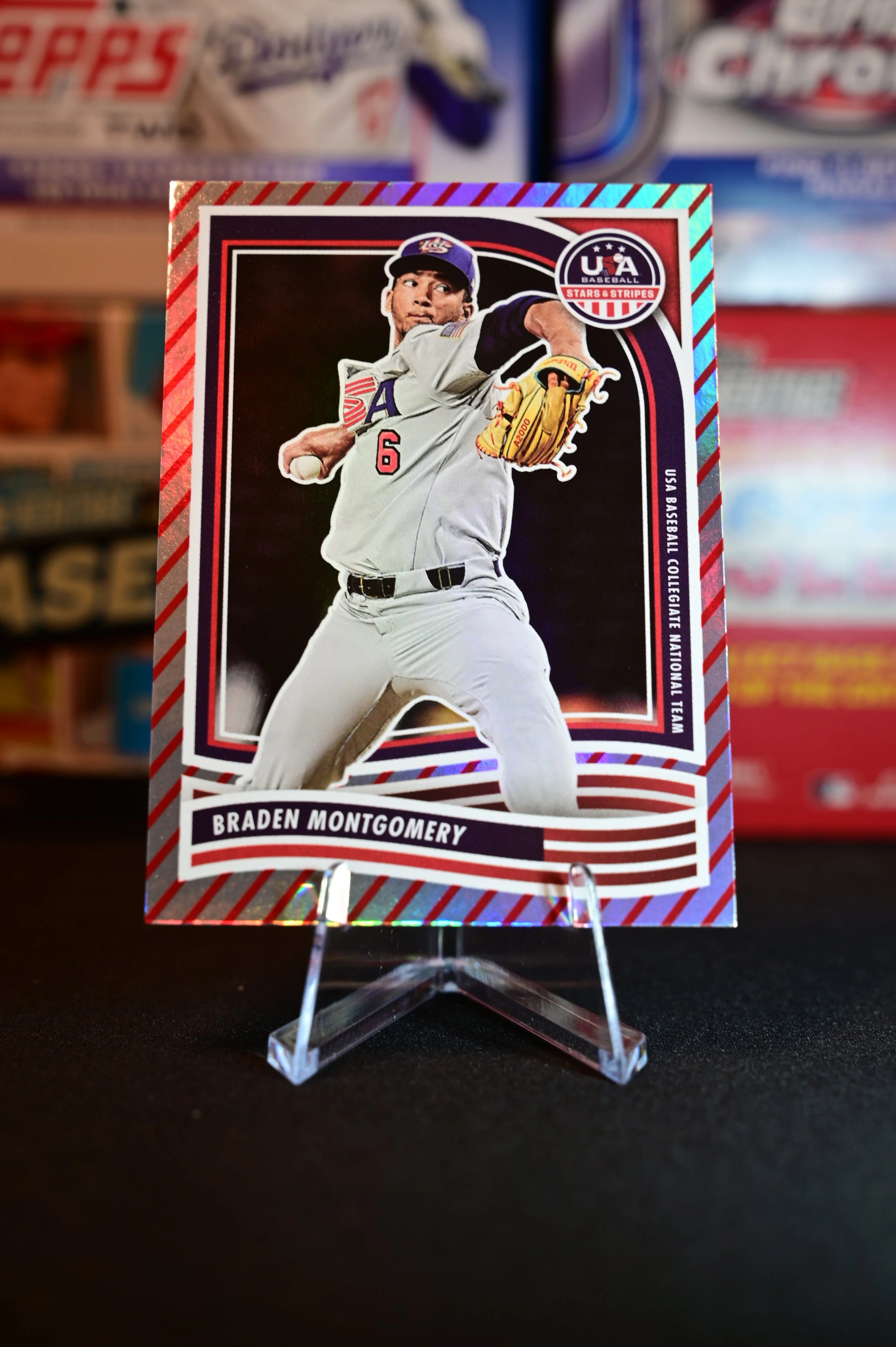 2024 Panini Stars & Stripes - Braden Montgomery - Stripes Parallel - USA Collegiate National Team