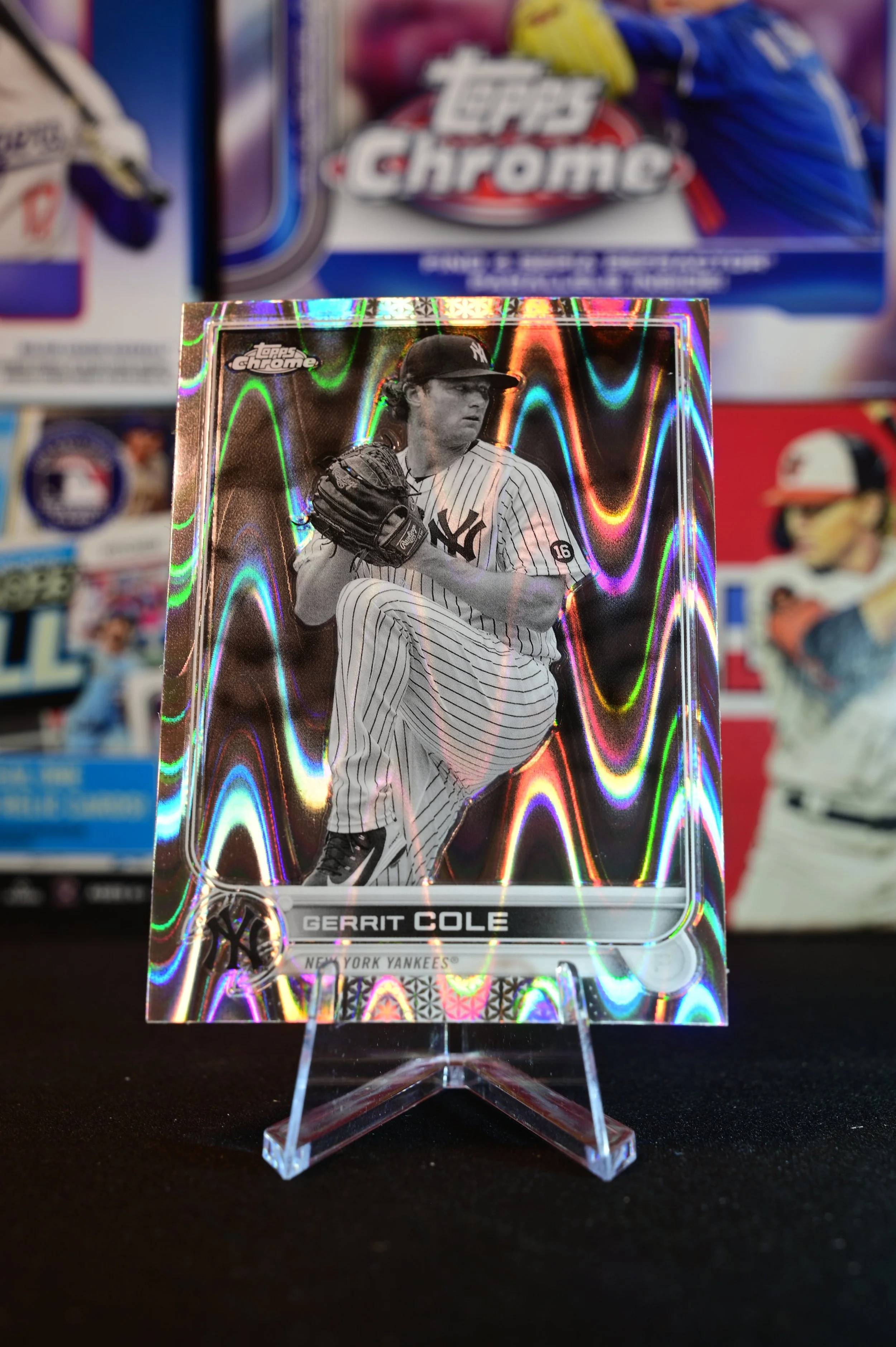 2022 Topps Chrome - Gerrit Cole - Black & White Raywave Refractor - New York Mets