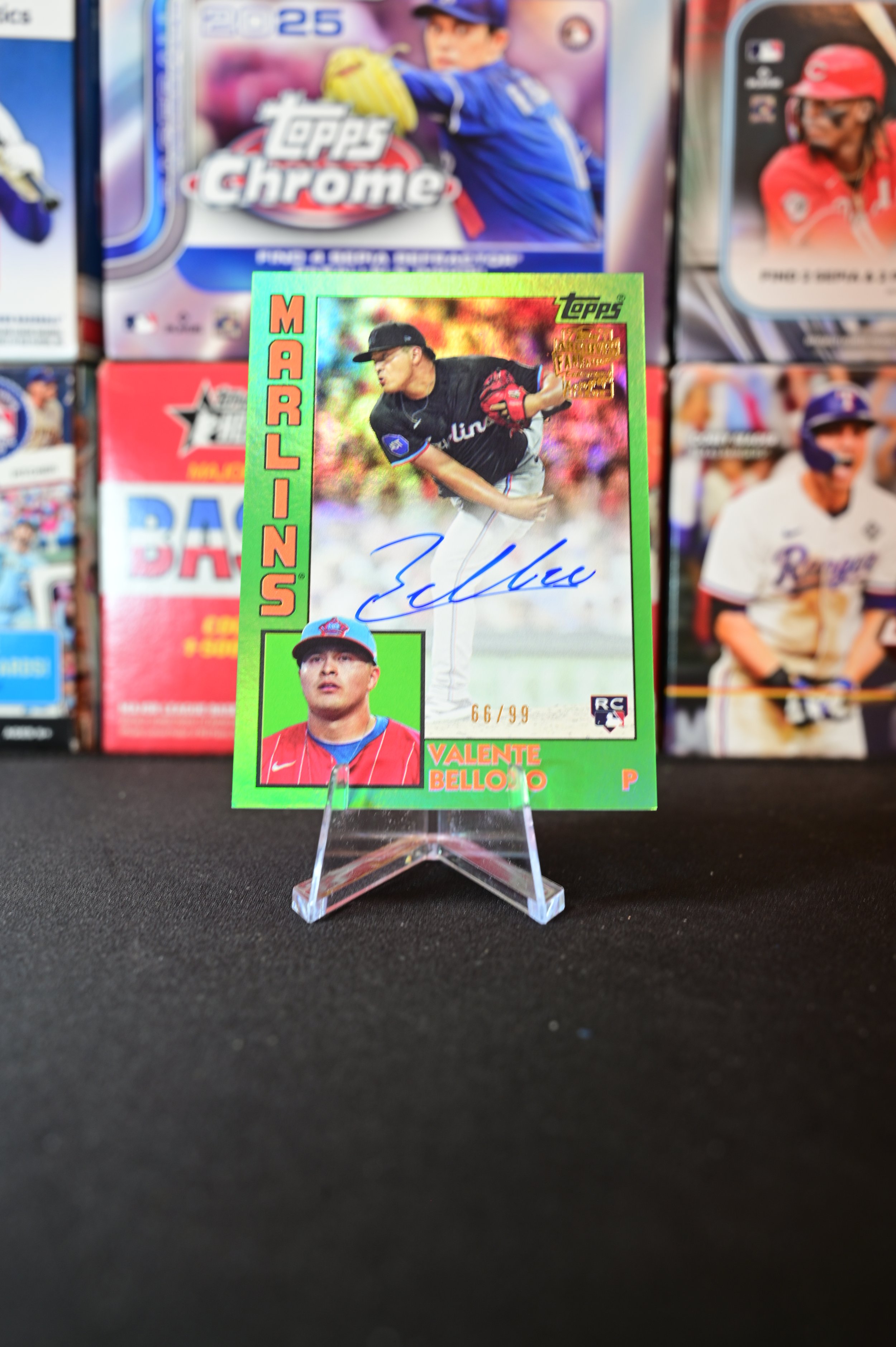 2025 Topps Archives - Valente Bellozo - Green Foil Autograph /99 - Miami Marlins