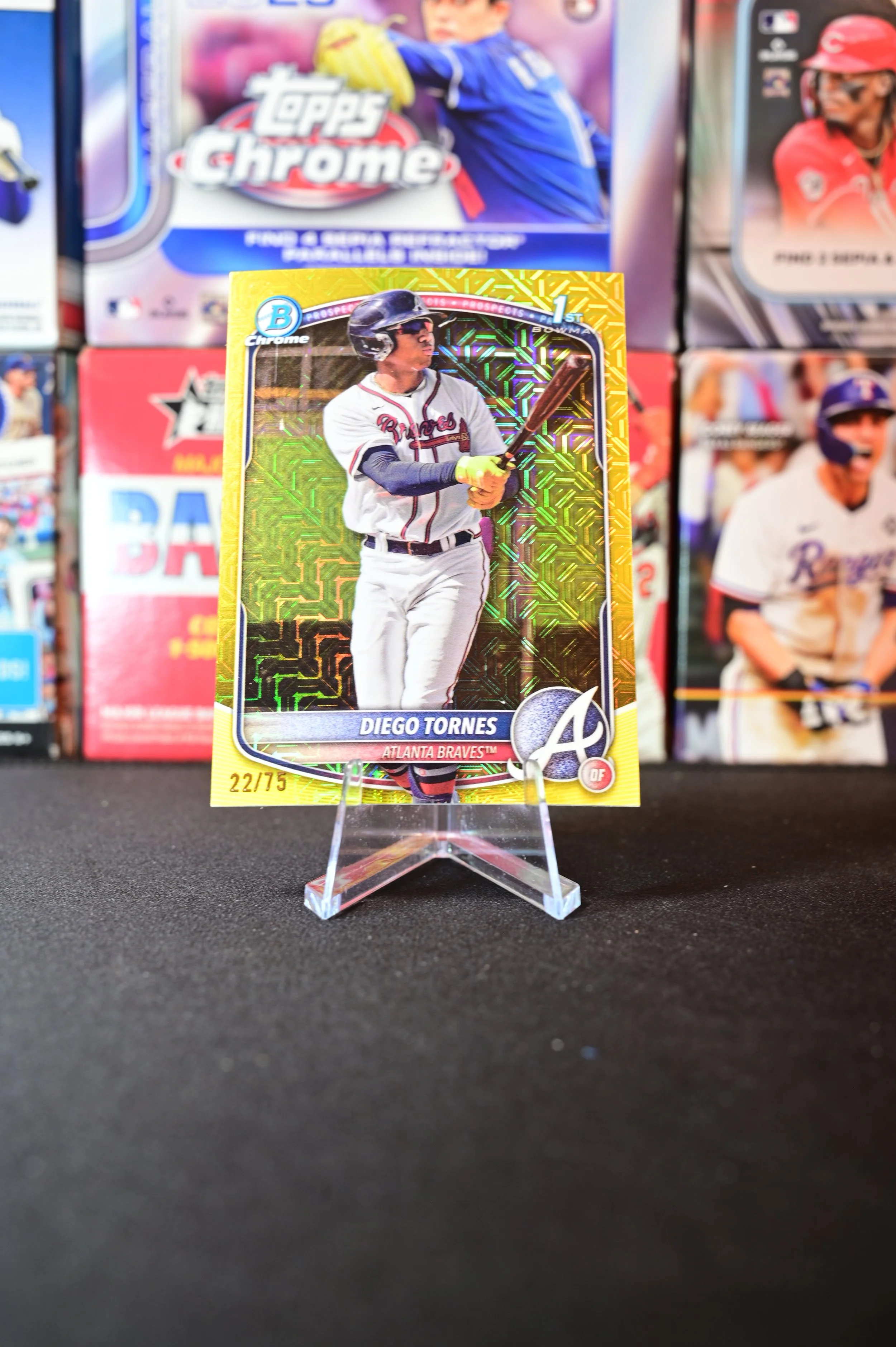 2025 Bowman Chrome- Diego Tornes - Yellow Mojo 1st /75 - Atlanta Braves