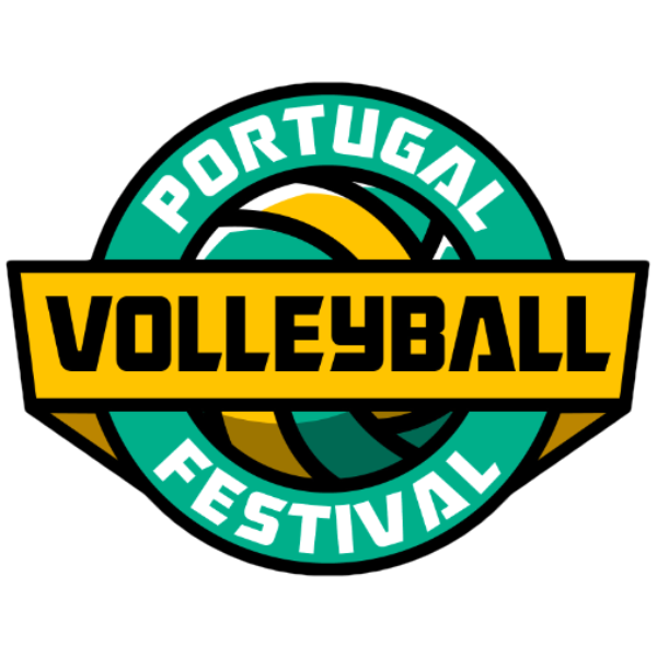 Logo for the Portuguese Volleyball Festival featuring a volleyball graphic with the text 'Portuguese Volleyball Festival' around it and 'Volleyball' across the center.