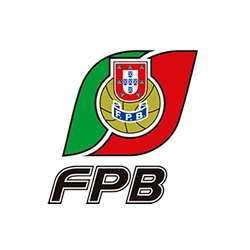 Logo of the Portuguese Football Federation (FPF) featuring a stylized football, the Portuguese flag colors, and the acronym FPB.