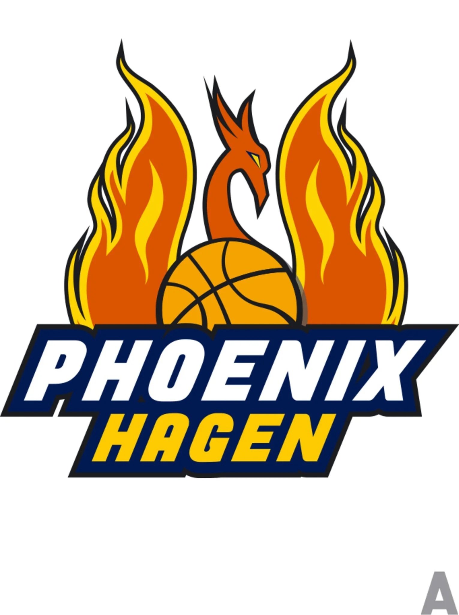 Logo of the Phoenix Hagen basketball team featuring a stylized phoenix with flames and a basketball, with the team name in bold letters.