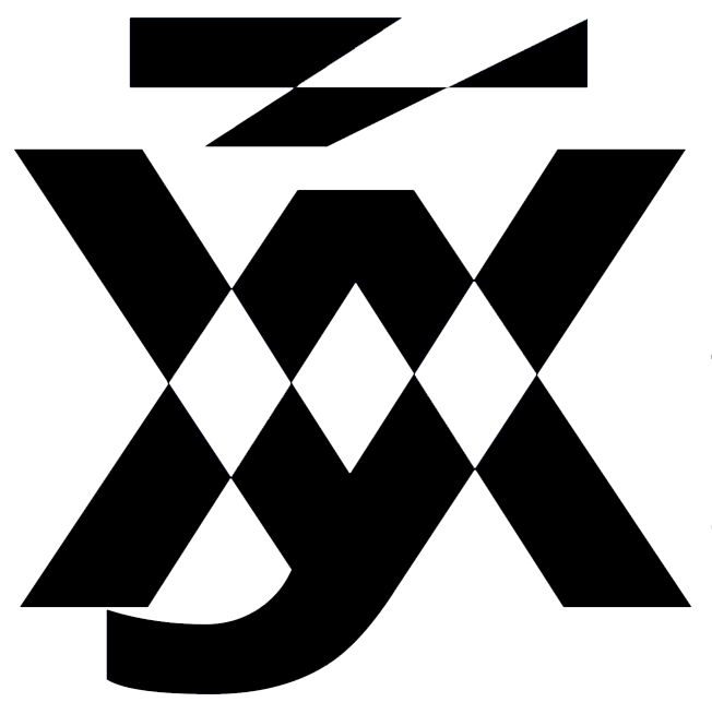 Abstract geometric design with overlapping lines forming diamond and rectangular shapes on a black background.