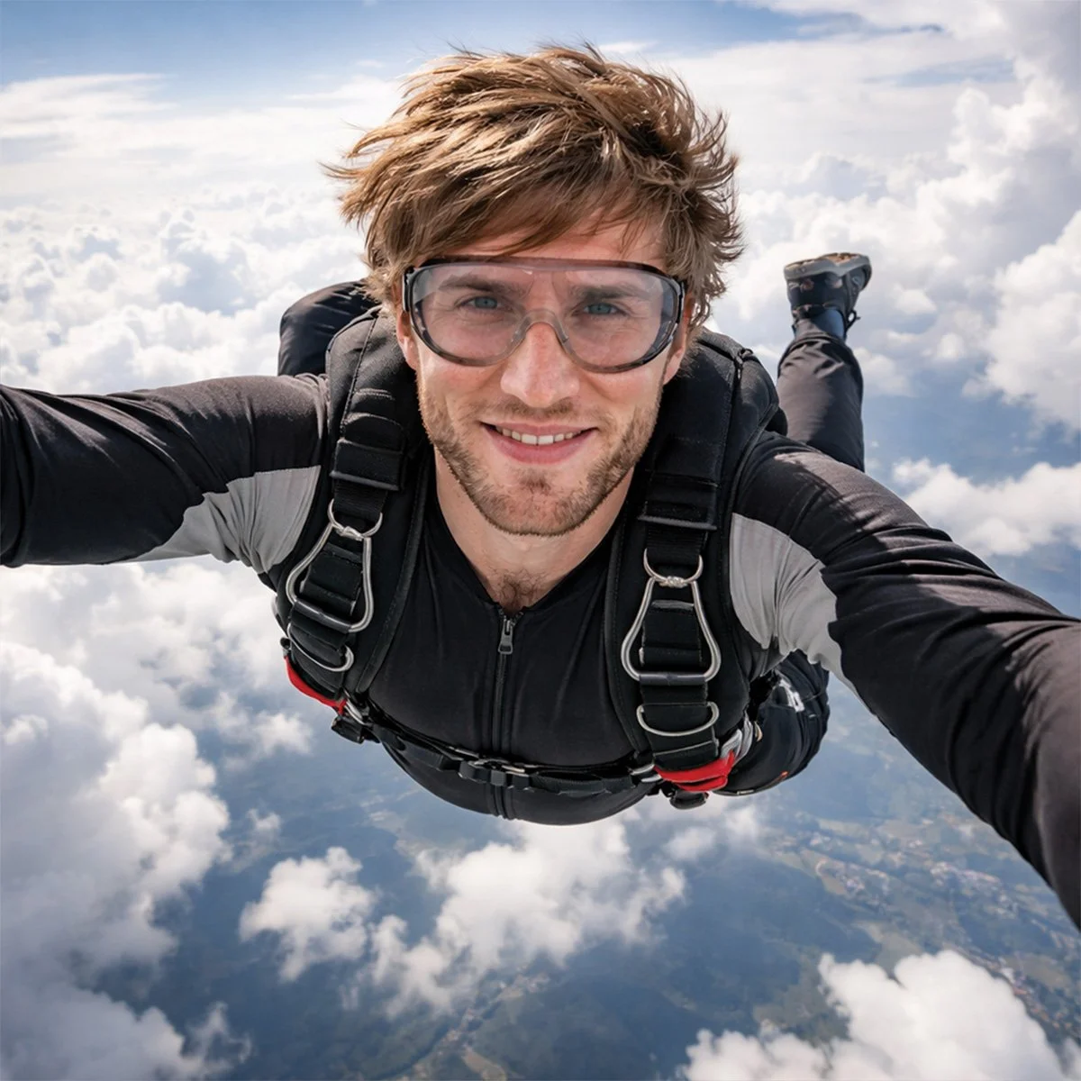 Skydiving AI photo experience generated at a Detroit AI Photo Booth rental.