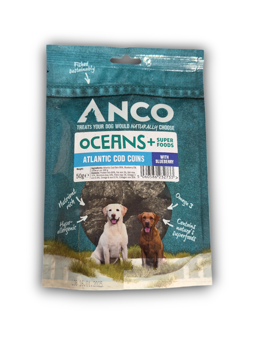 Anco Oceans+ Atlantic Cod Coins with Blueberry 50g