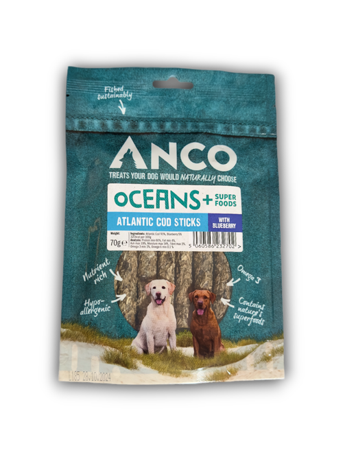 Anco Oceans+ Atlantic Cod Stick with Blueberry 70g