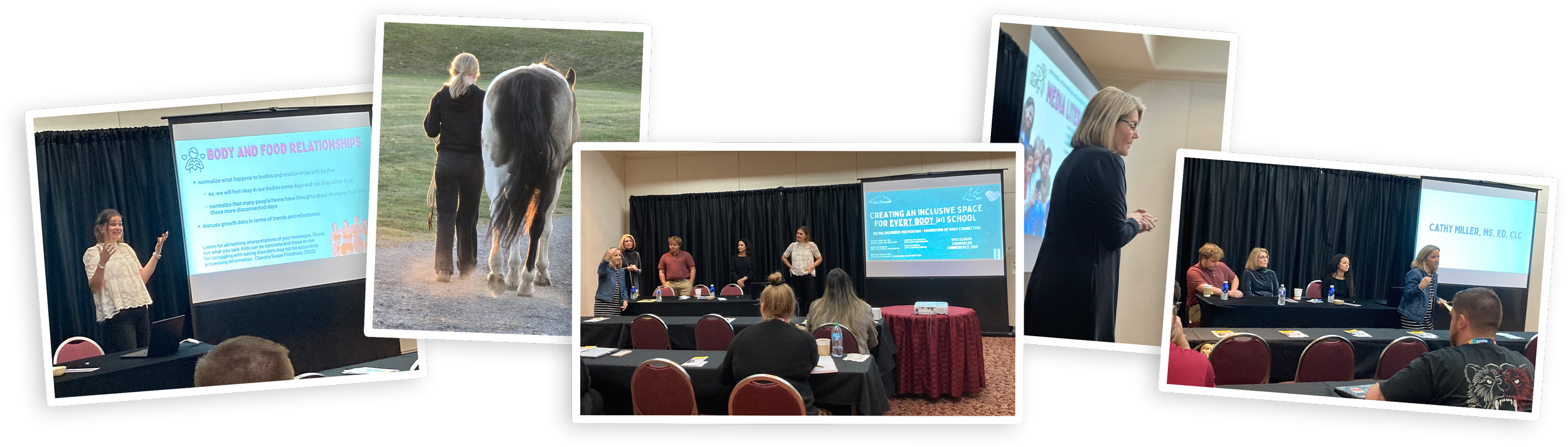 a collage of photos displaying educational workshops, equine programs, and trainings with WNYCCCED staff