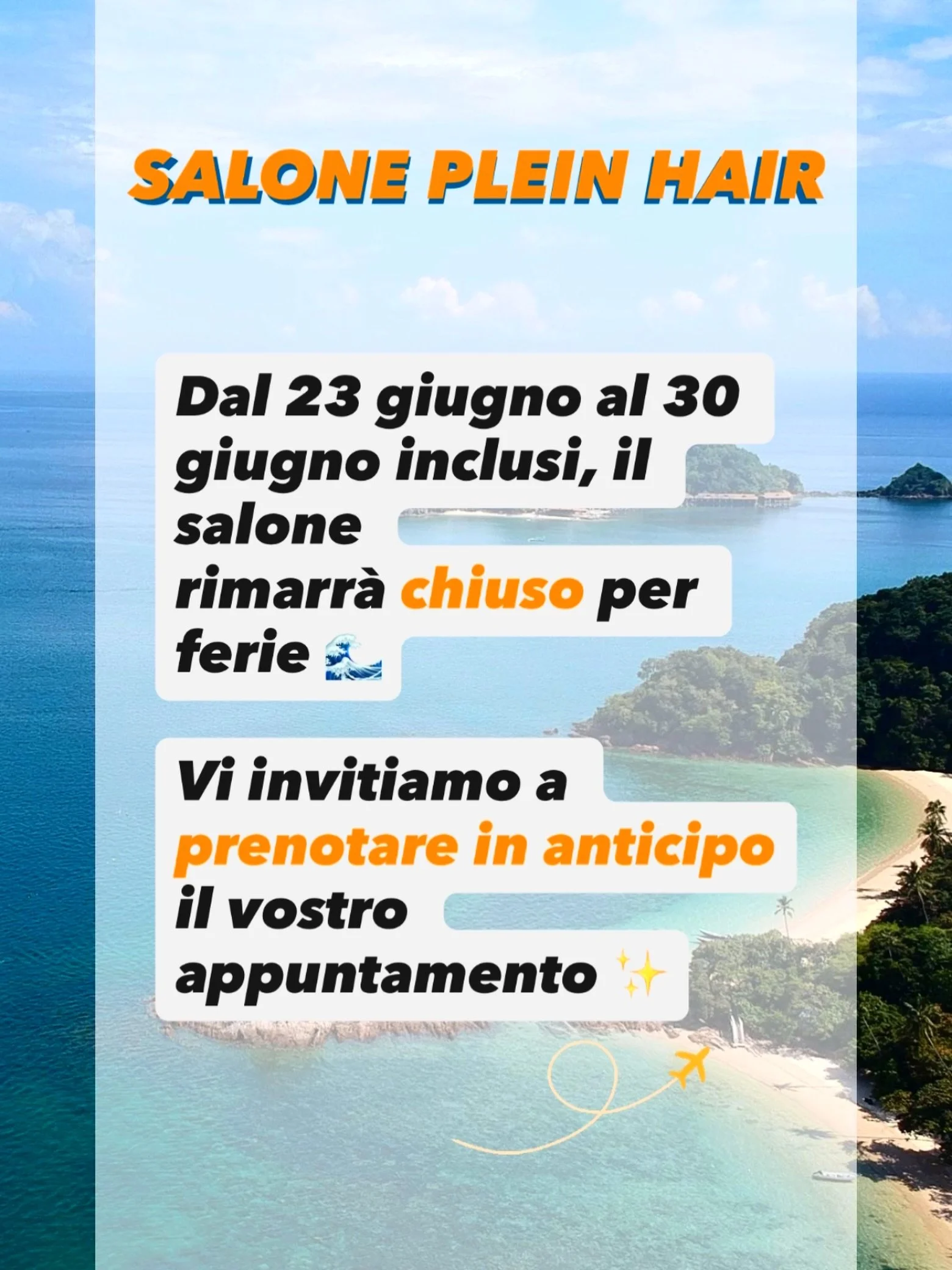 Anche noi ci stiamo preparando per le vacanze estive! 😎👙🧳

Vi chiediamo gentilmente di prenotare il vostro appuntamento in anticipo in modo da riuscire a trovare posto!! Vi aspettiamo in salone per raccontarci delle vostre mete preferite 🤩