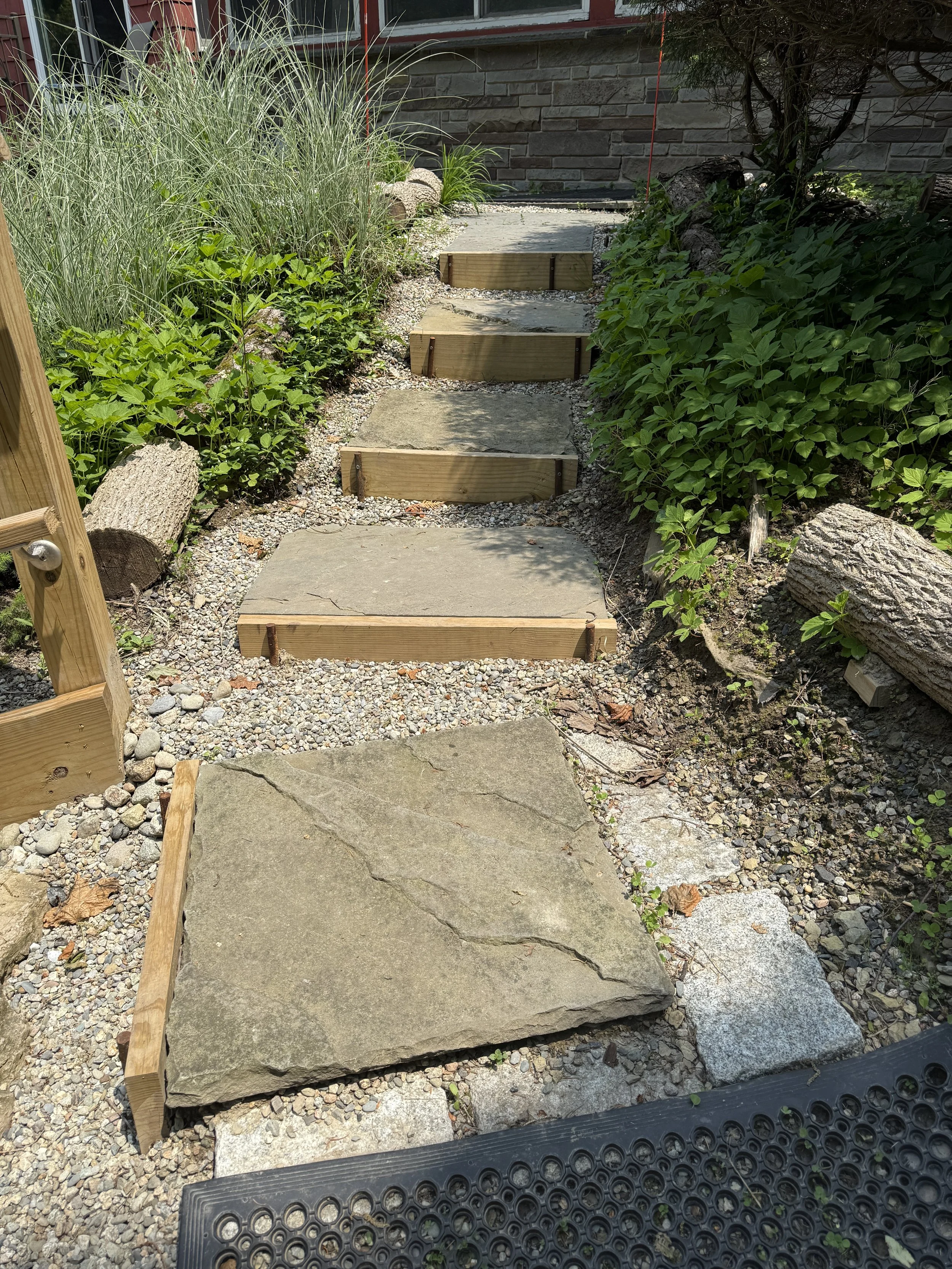 Stones Deco Steps Up to House Back Path