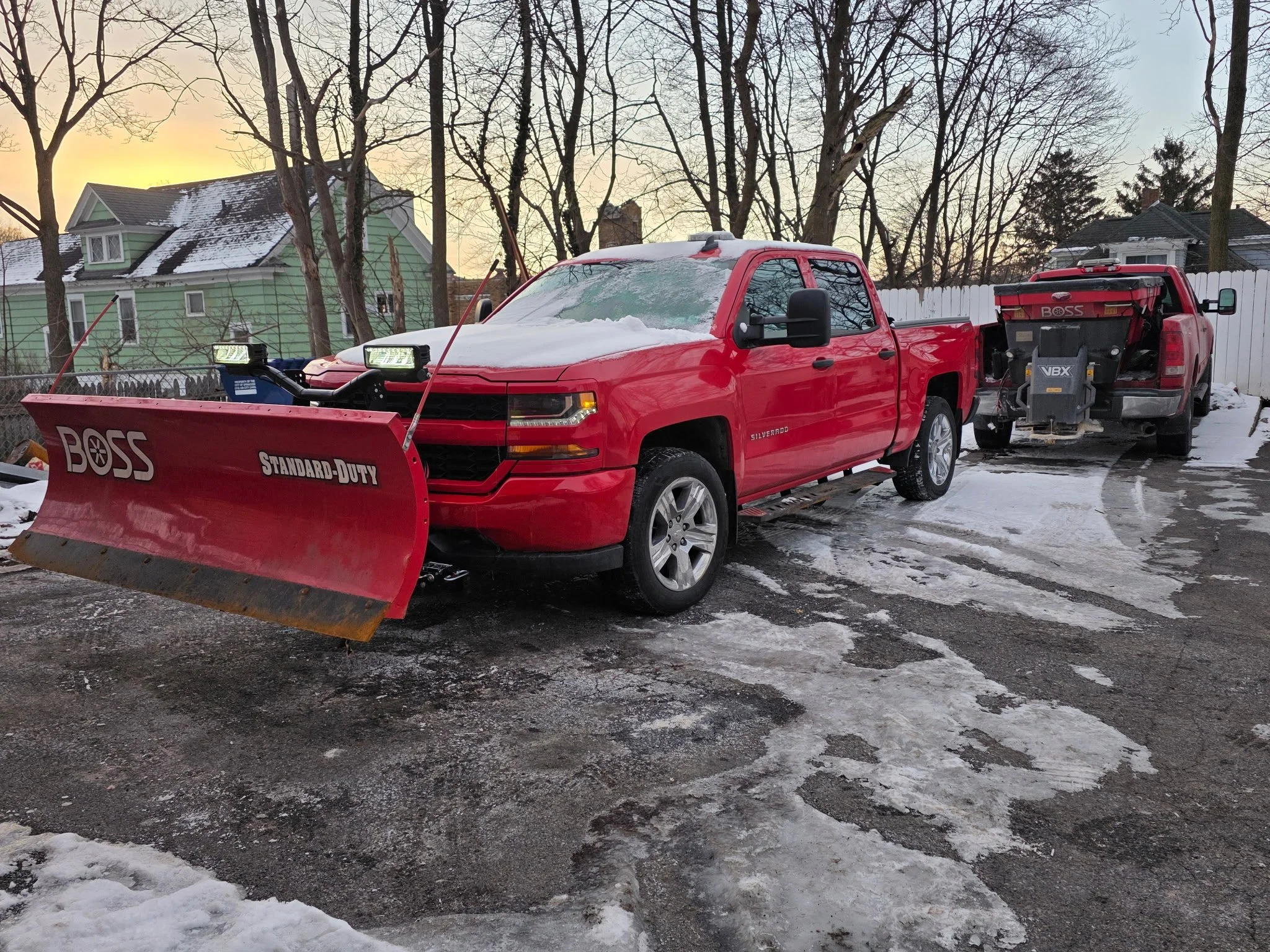 Damiani's Snow Plow Red Heavy Duty Truck & Salter of Company Truck Fleet