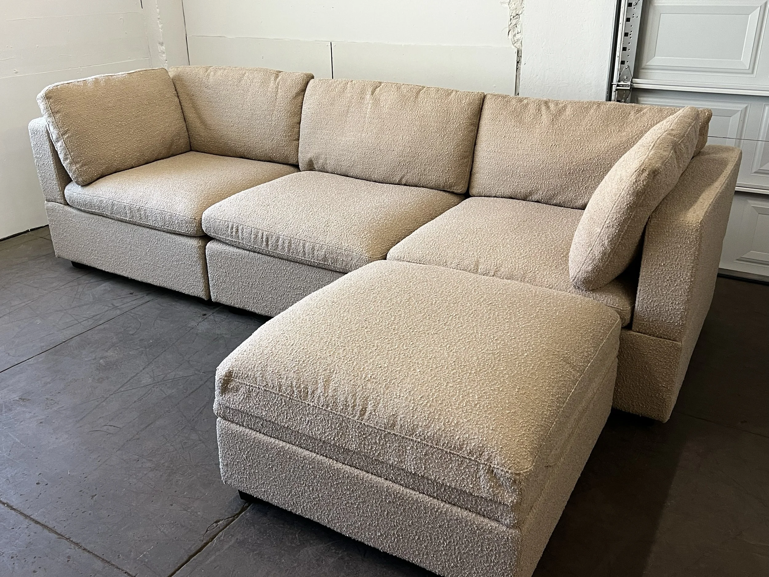NEW Albany Park Kova Sofa 122” + Storage Ottoman in Fawn Boucle