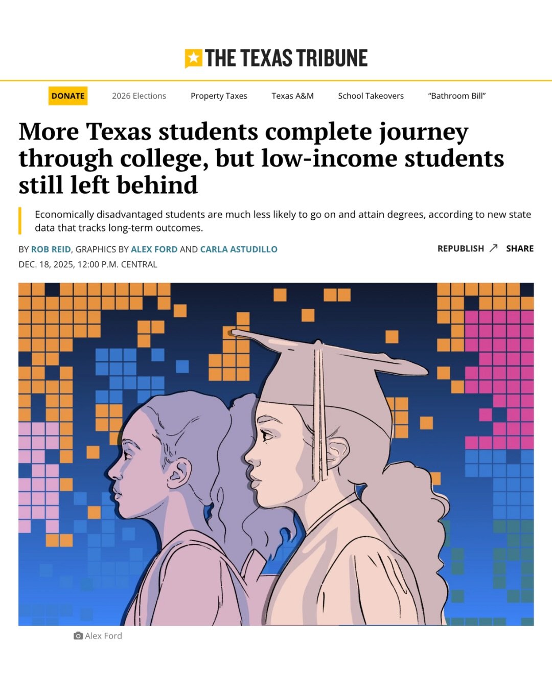 Texas is a global economic powerhouse&mdash;the 8th largest economy in the world. But for too many Texas students, that prosperity feels worlds away.

New data from the @texas_tribune shows a staggering gap: students from economically disadvantaged b