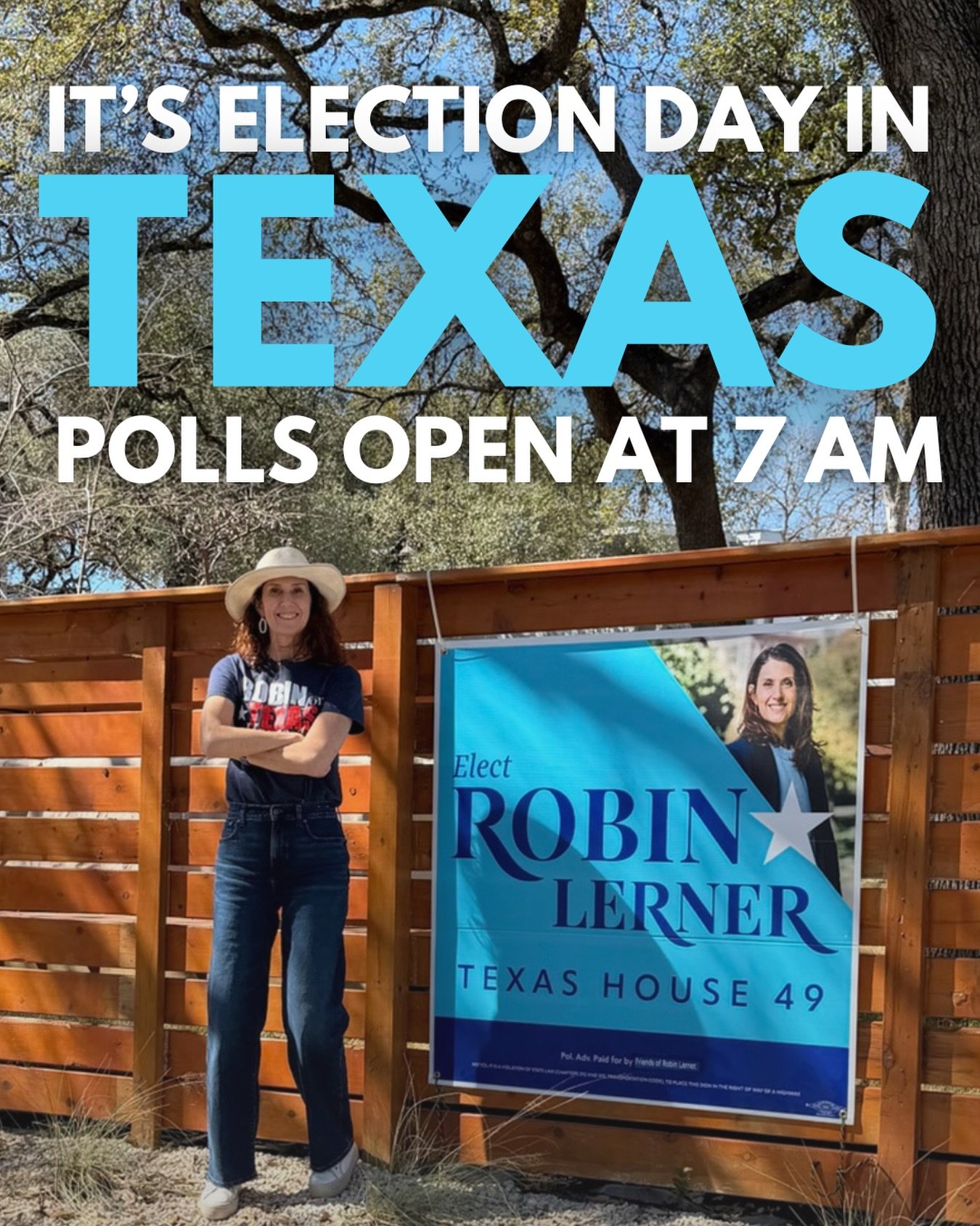 It&rsquo;s election day in Texas!! 

Today is the LAST day to vote in Texas 2026 Primaries. Be sure to cast your vote before it&rsquo;s too late. Polls will be open from 7 AM to 7PM today across the state. Check votetexas.gov for your voting location