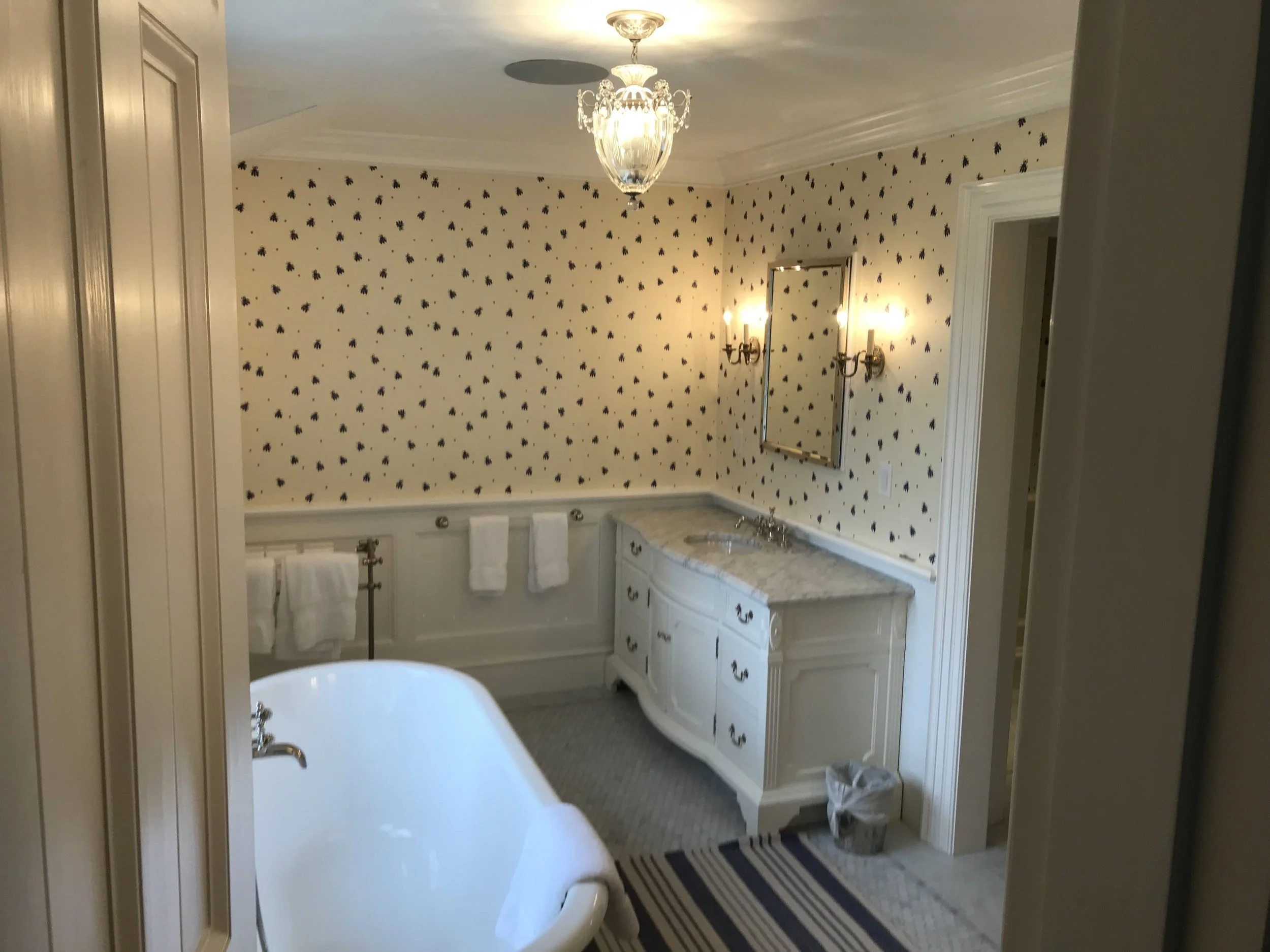 Historic wallpaper removal and installation in Avondale, Rhode Island, by Cyr Painting and Restoration