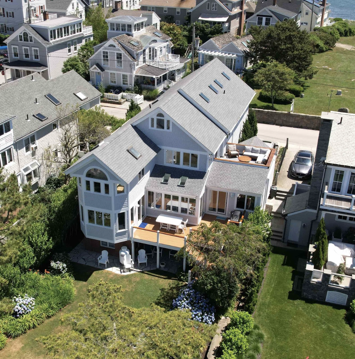 Complete Exterior painting of waterfront home in Stonington Borough, Connecticut, by Cyr Painting and Restoration