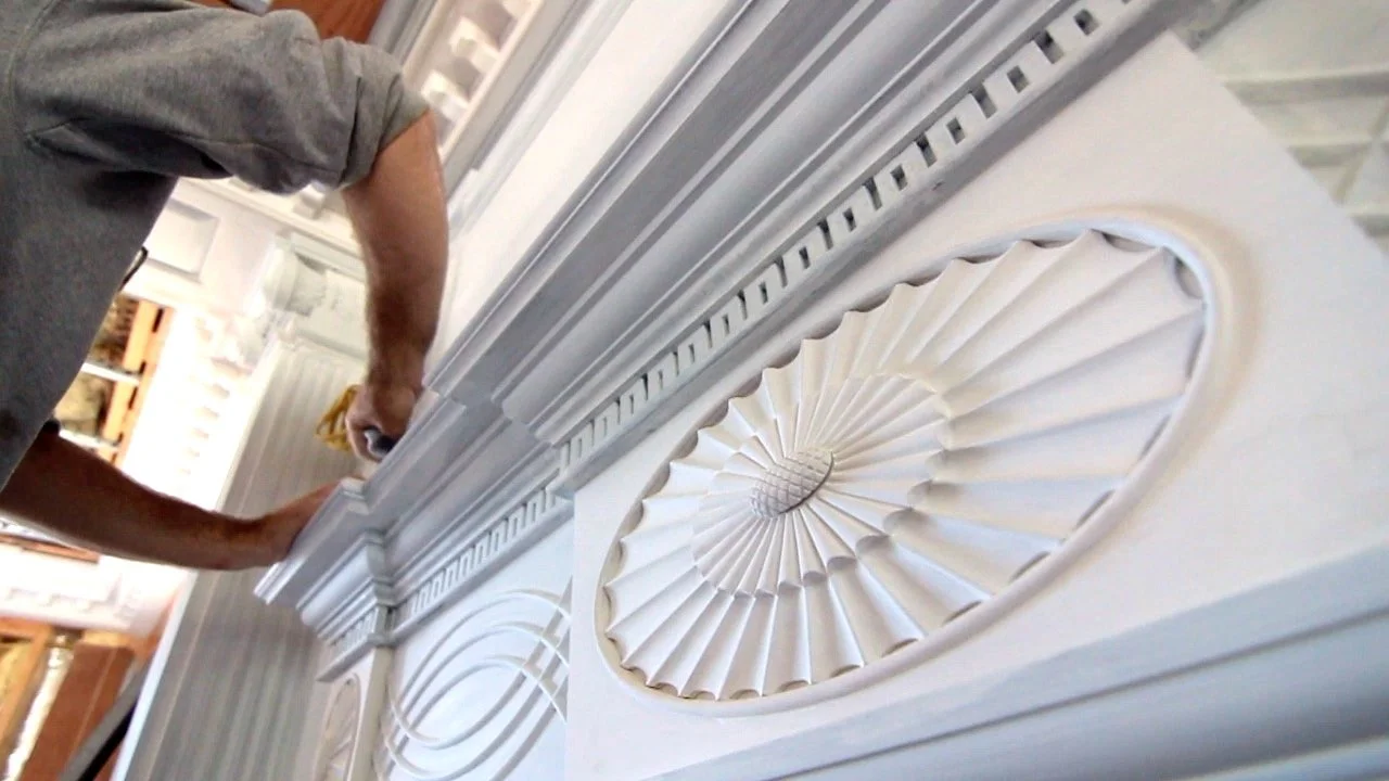 Detailed mantel painting and restoration in Avondale, Rhode Island, by Cyr Painting and Restoration