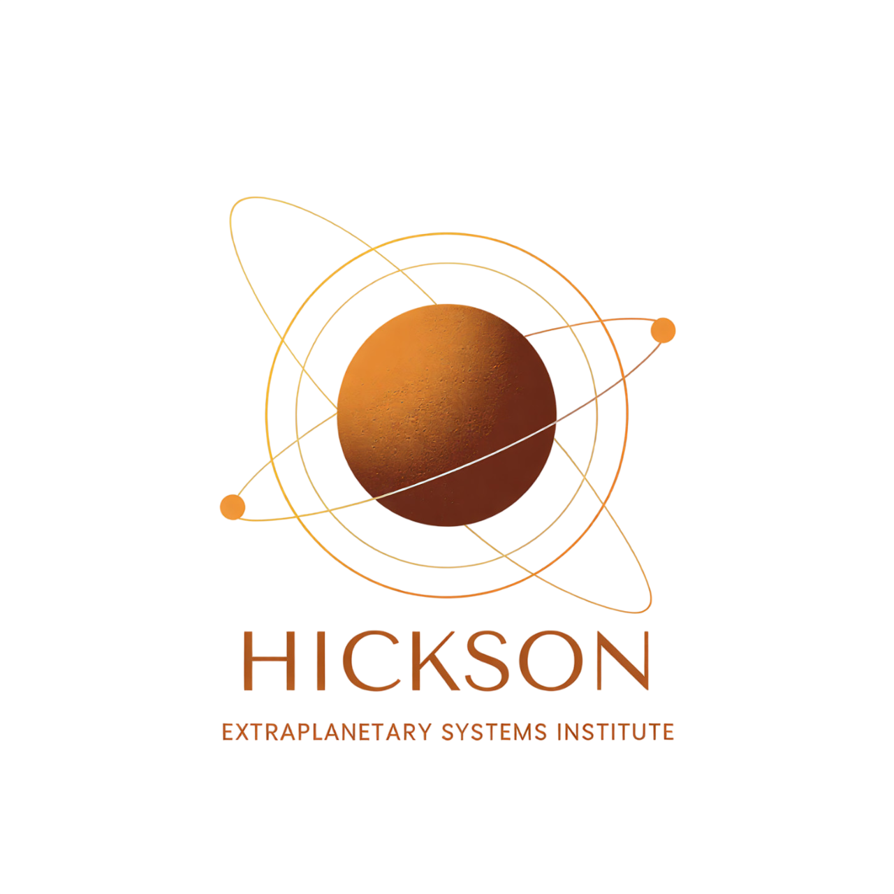 Logo with a stylized planet and orbit lines, and the text 'HICKSON' and 'EXTRATERRESTRIAL SYSTEMS' beneath it, on a red background.