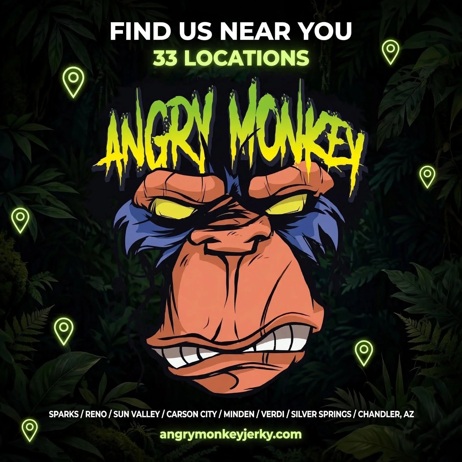 Find Us Near You - 33 locations carrying Angry Monkey Jerky