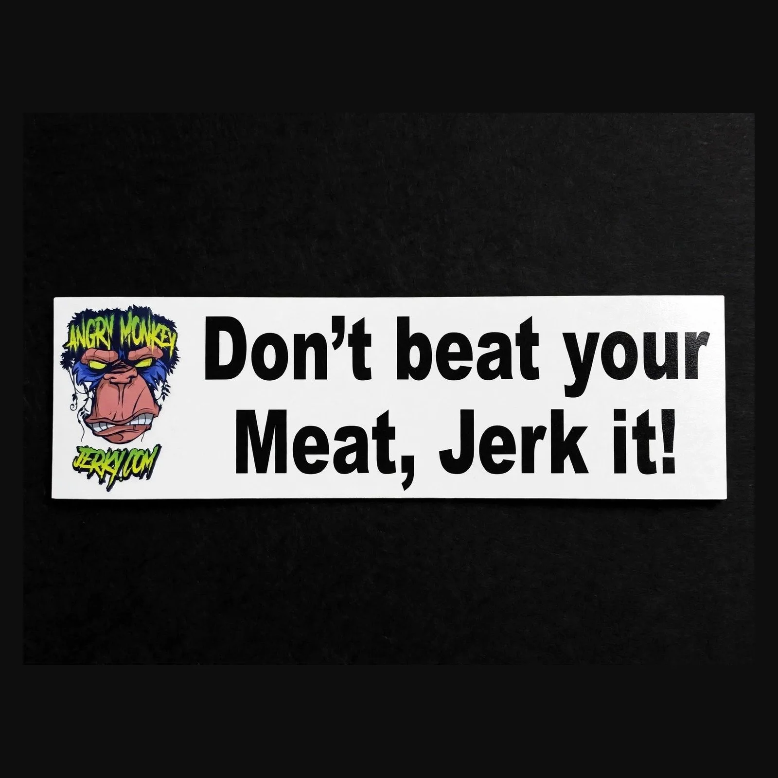 Angry Monkey Jerky Bumper Sticker — "Don't Beat Your Meat, Jerk It!"