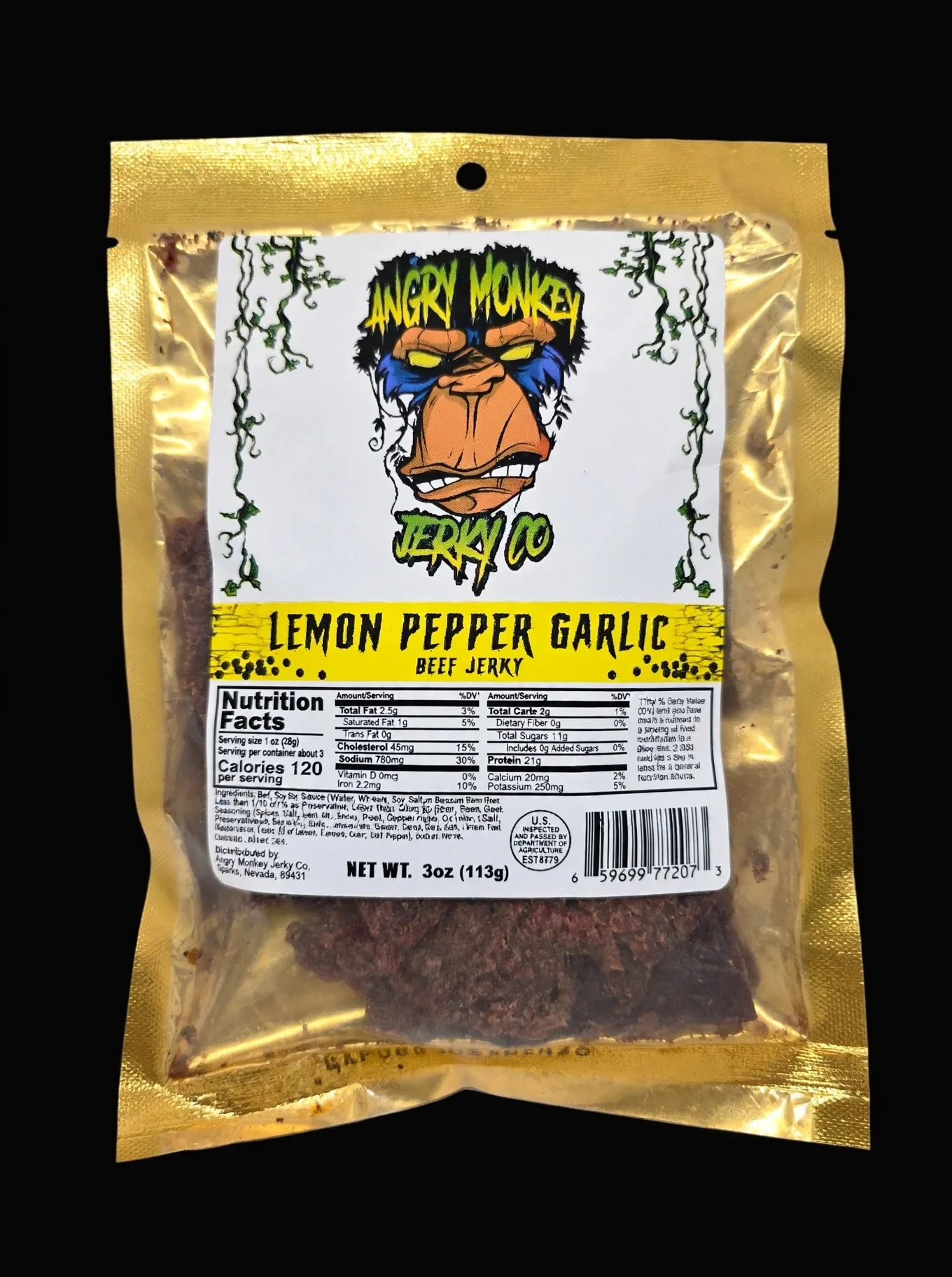 Lemon Pepper Garlic Beef Jerky ~ 3oz