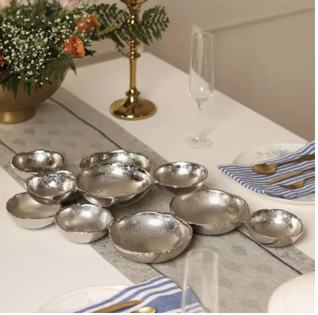 Cluster Platter-11 Bowl Textured Silver