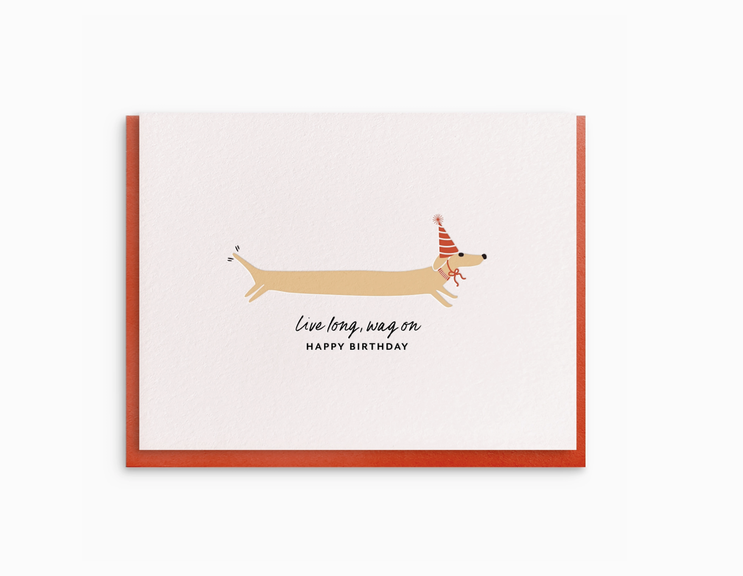 Wag On, Letterpress Birthday Dog Card