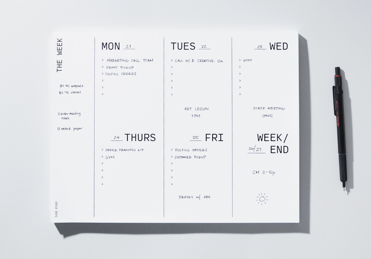 Large Weekly Desk Planner Notepad