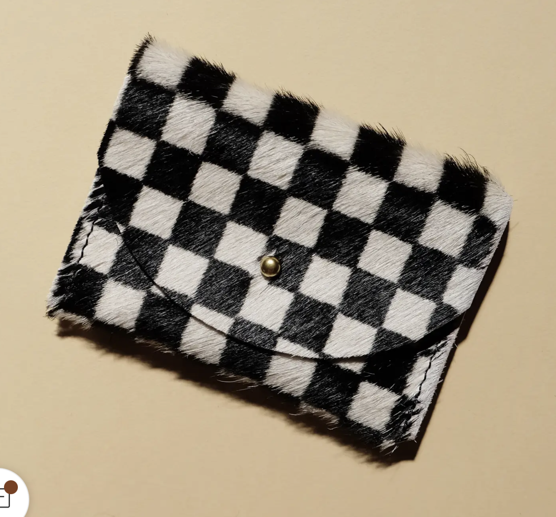 Cardholder - Checkered Hair On Hide